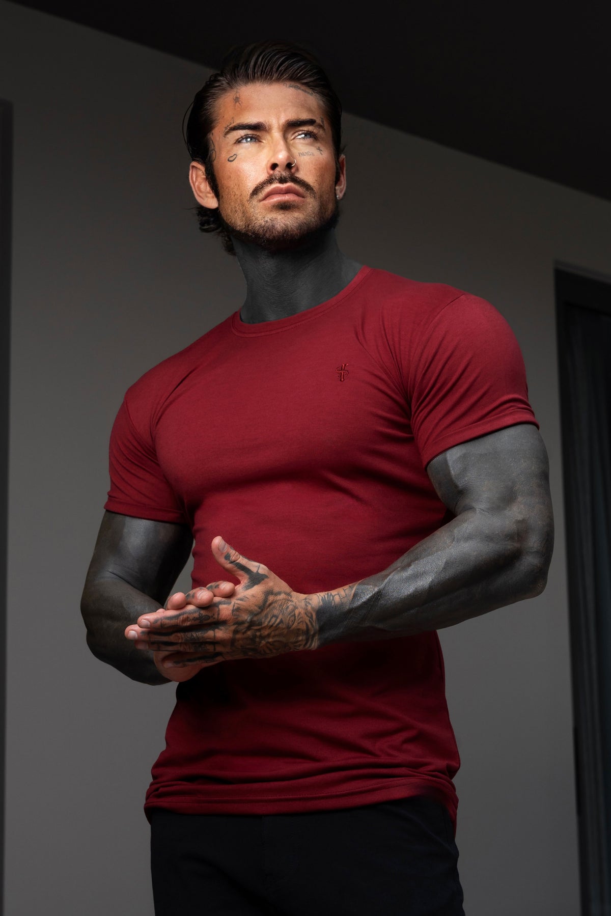 Burgundy Viscose Crew T-Shirt Short Sleeve - FSH1507