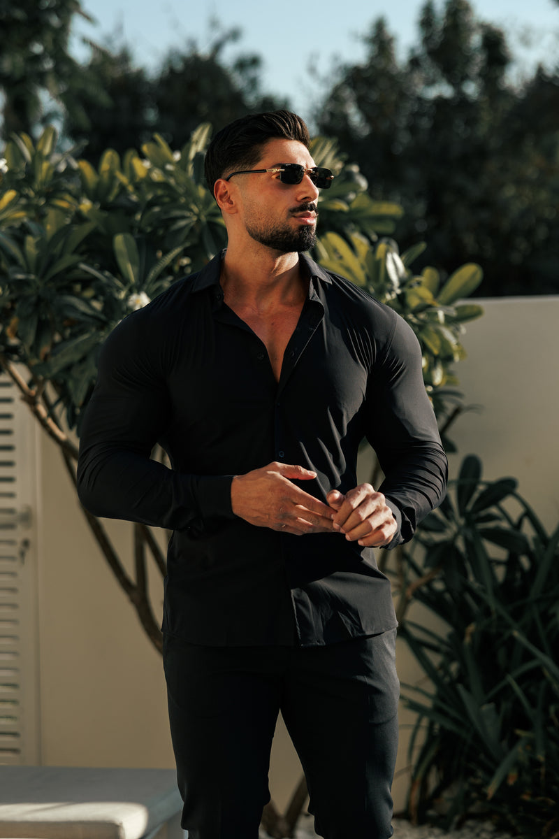 Father Sons Ultra Stretch Compression Shirt Long Sleeve Black - FS1234