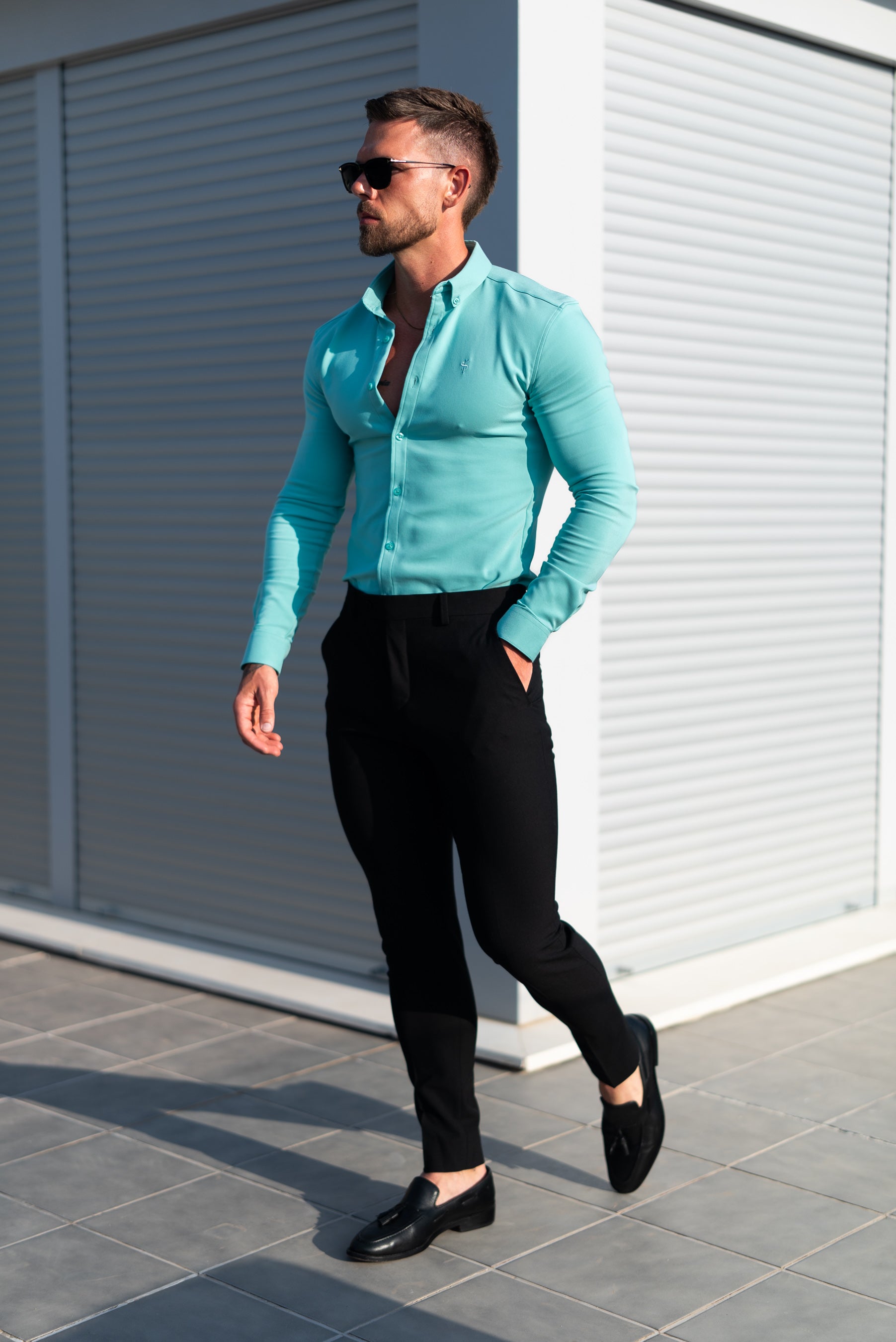 Super Slim LS New Mint Scuba with Button Down Collar - FS1116