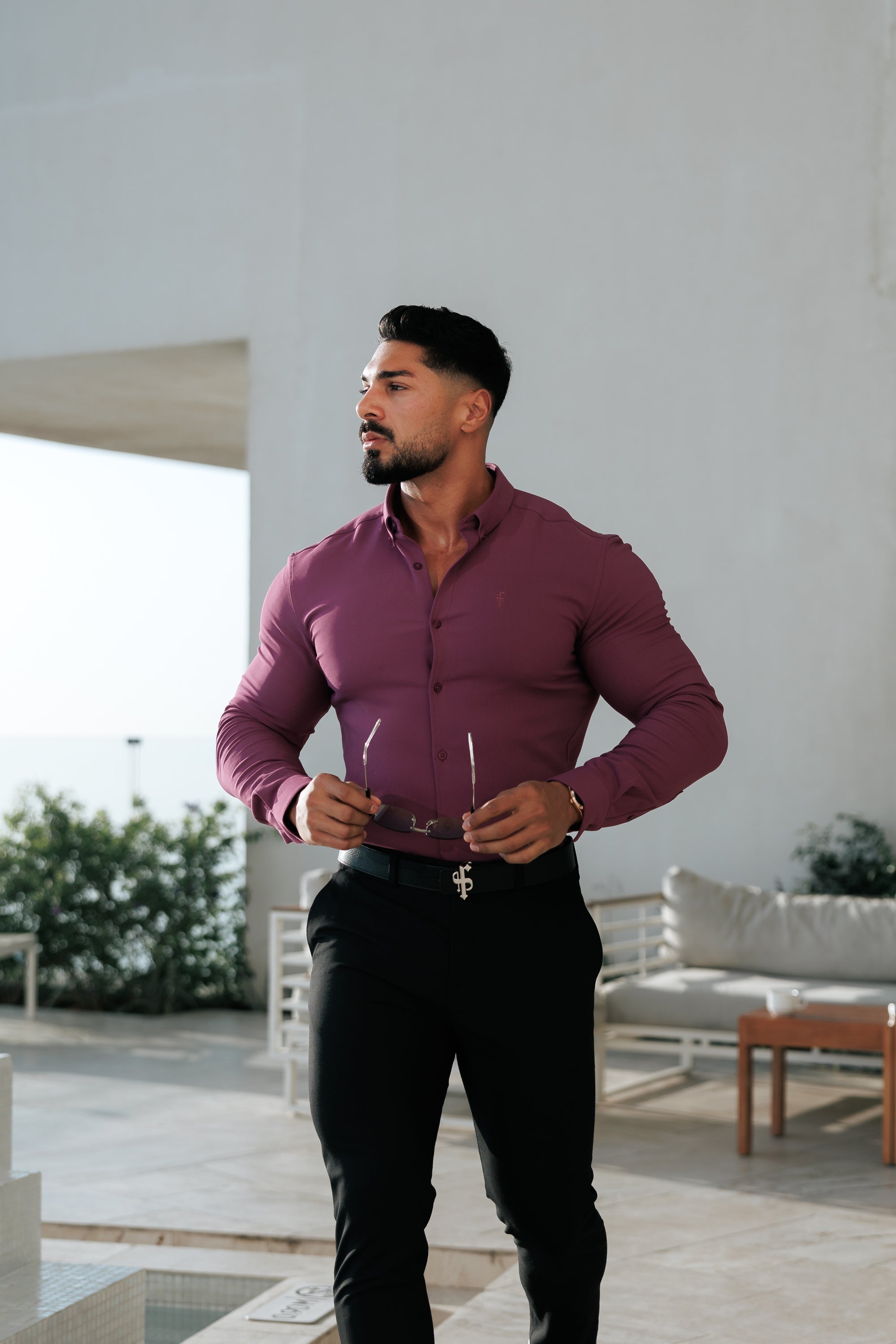 Super Slim LS Grape Juice Scuba with Button Down Collar - FS1118