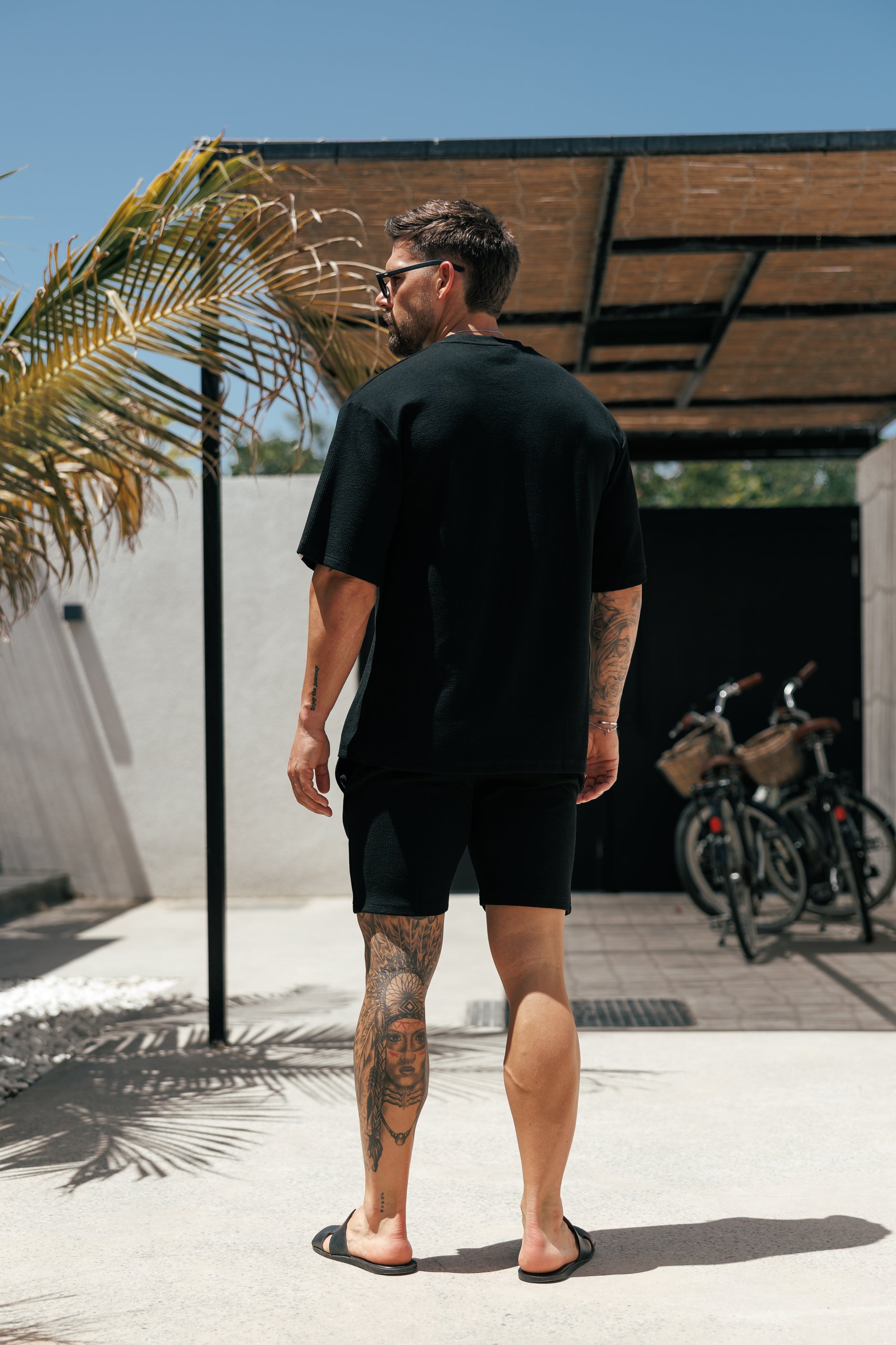 Jersey Cord Black Oversized T-Shirt - FSR102
