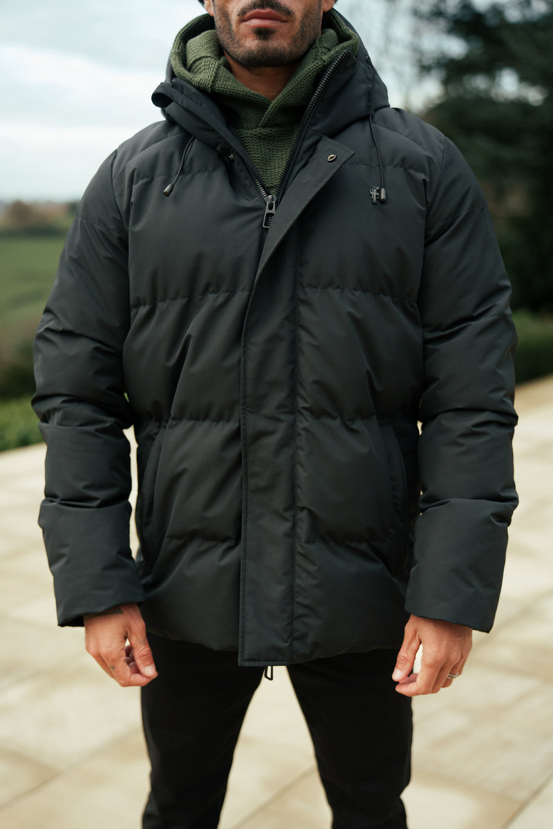 Father Sons Black Padded Coat with Hood - FSN234 (PRE ORDER 15TH DECEMBER)