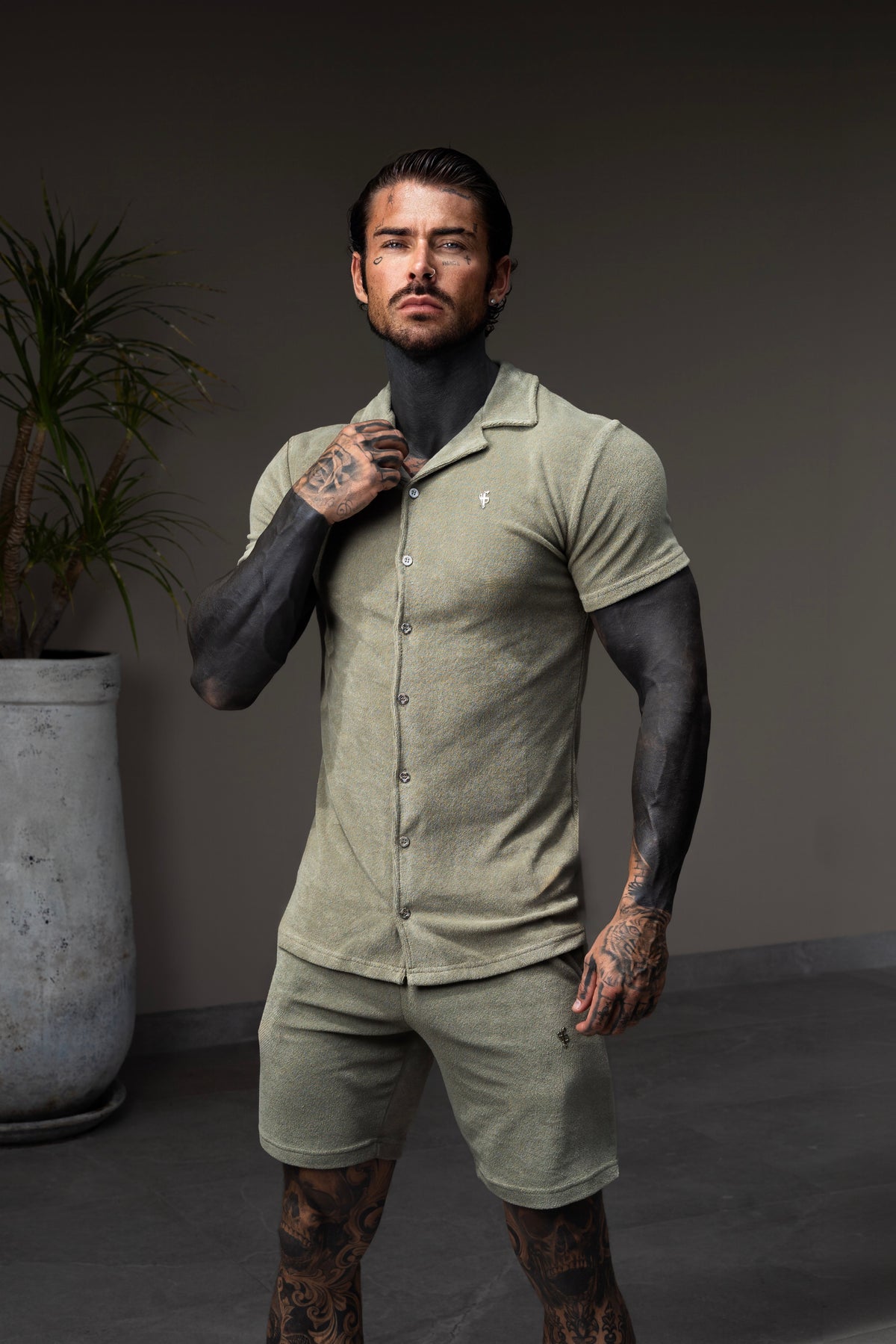 Olive Towelling Shorts - FSH1481