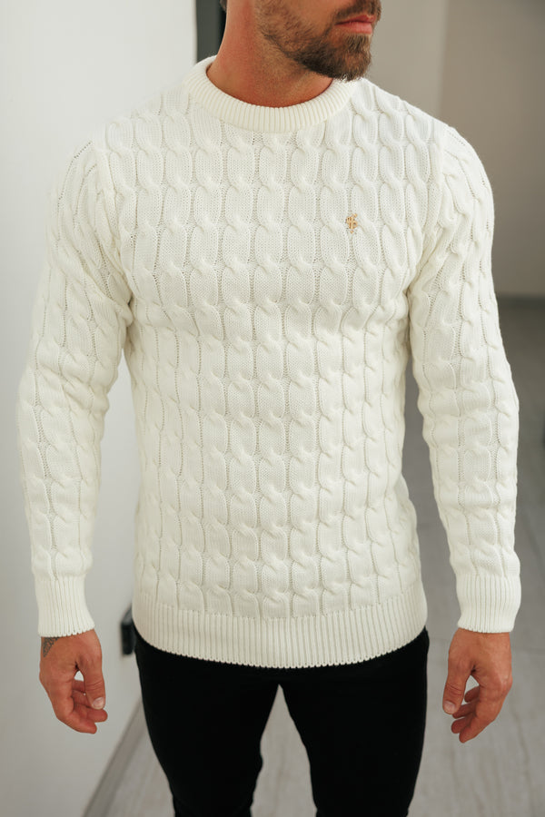 Father Sons Link Weave Knit Cream Crew Neck Jumper - FSJ126