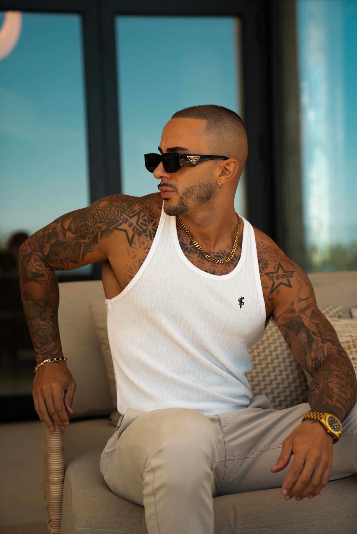 Classic Mint / White Ribbed Knit Super Slim Vest