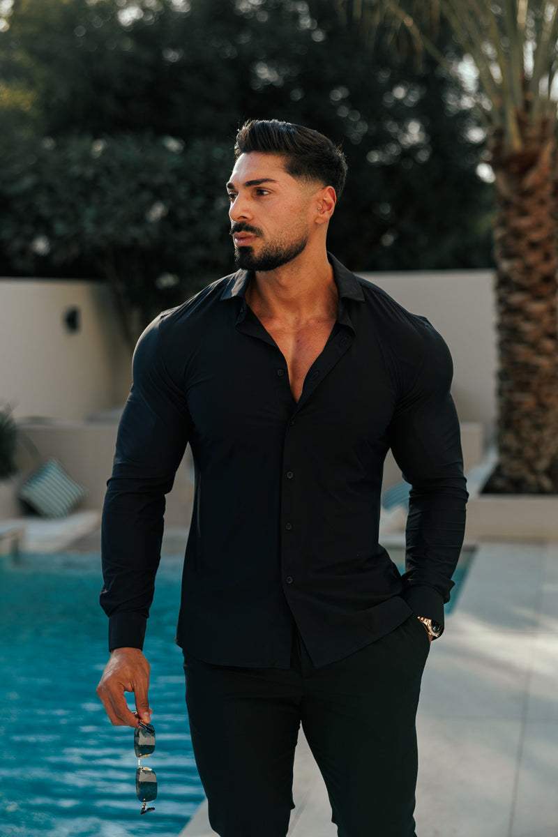 Father Sons Ultra Stretch Compression Shirt Long Sleeve Black - FS1234