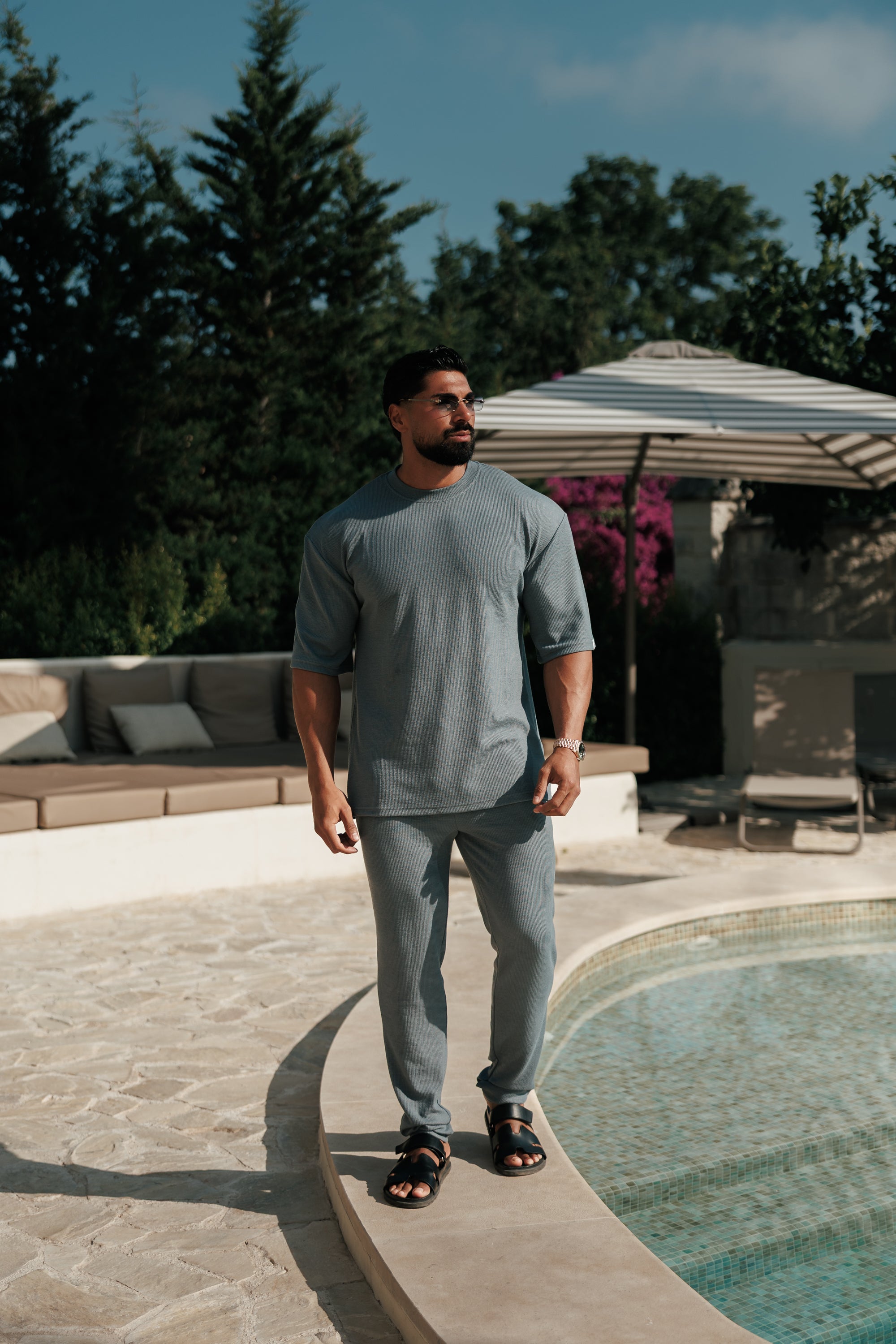Jersey Cord Gunmetal Oversized T-Shirt - FSR108