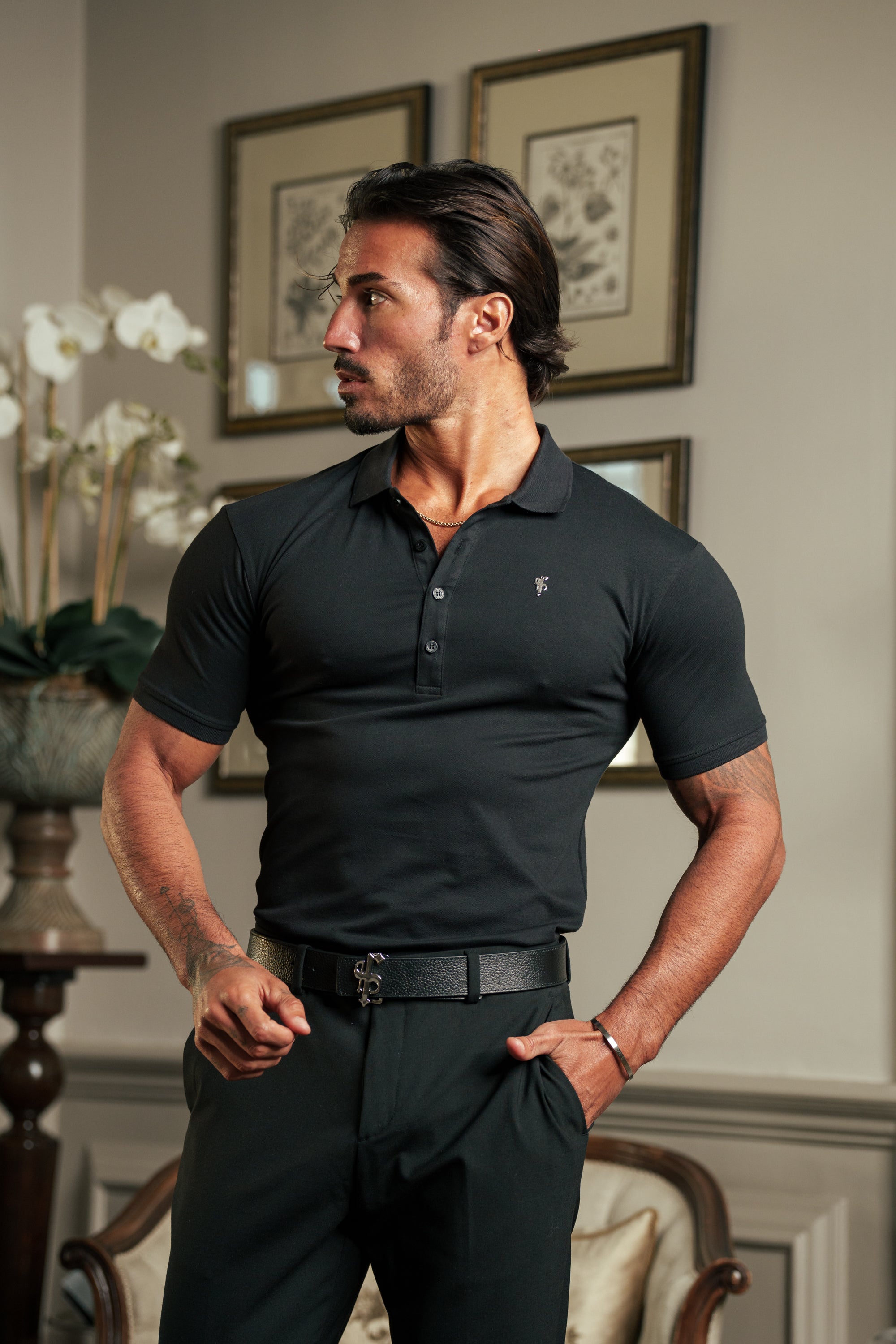 Black / Silver Polo Shirt - FSH1403