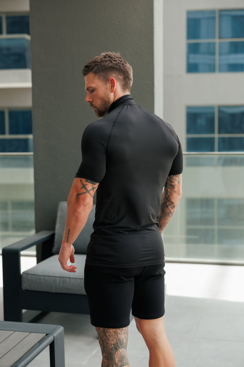 FS SS Black Half Zip Gym Top - FSH1311