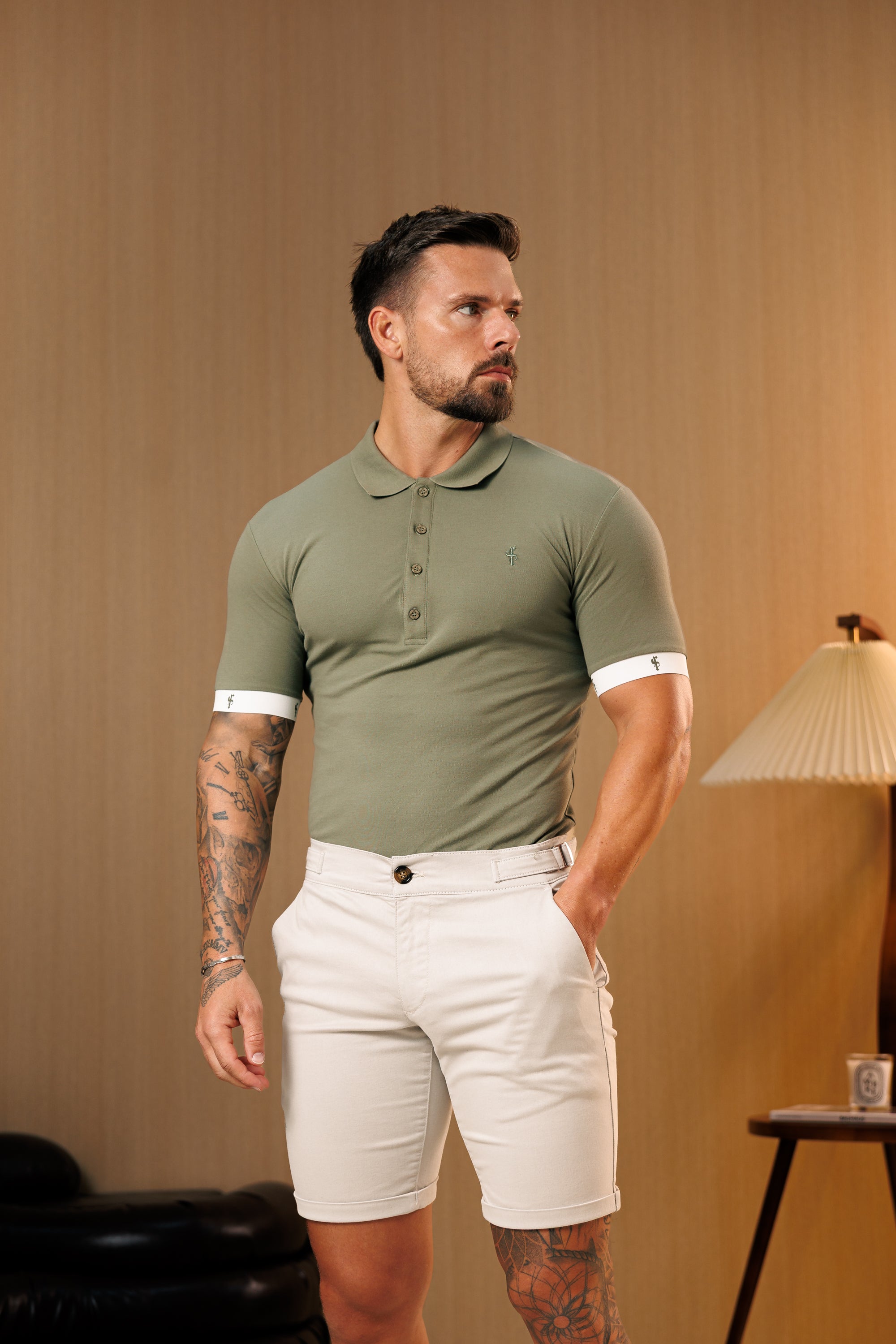 Light Grey Chino Shorts With Side Adjusters - FSH1661 (PRE ORDER 10TH SEPTEMBER)