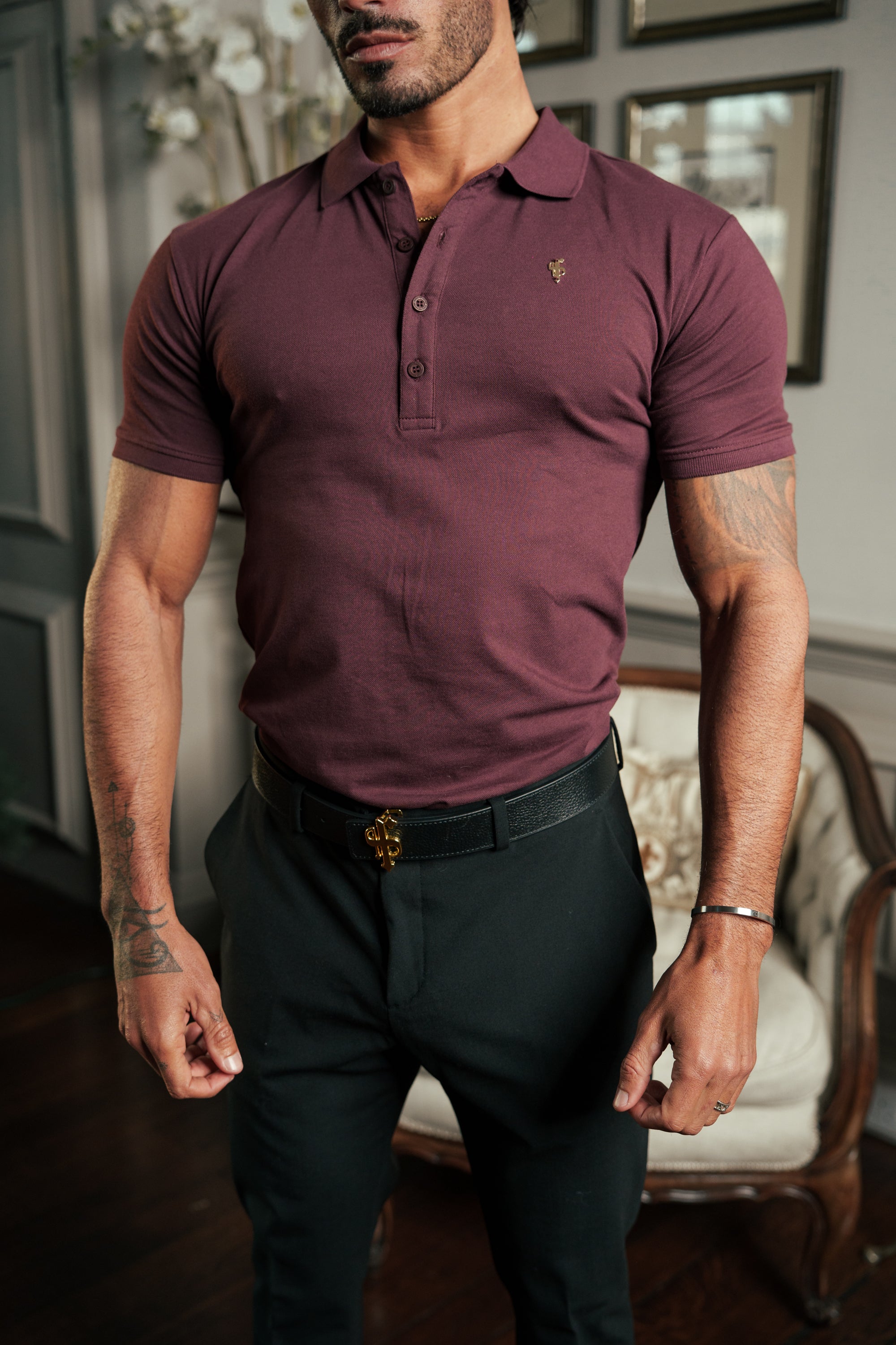 Burgundy / Gold Polo Shirt - FSH1407