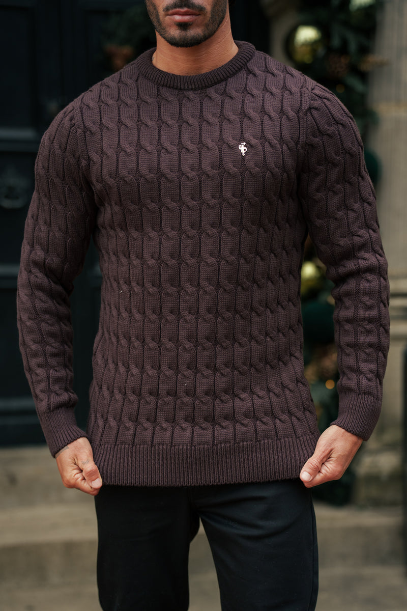 Father Sons Link Weave Knit Brown Crew Neck Jumper - FSJ141