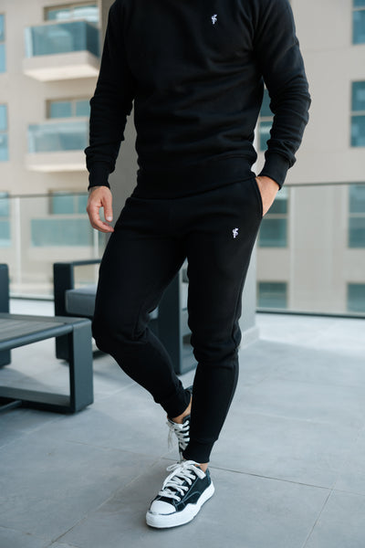 Plain Black Tracksuit Bottoms with FS Branding - FSH1195 – Father Sons