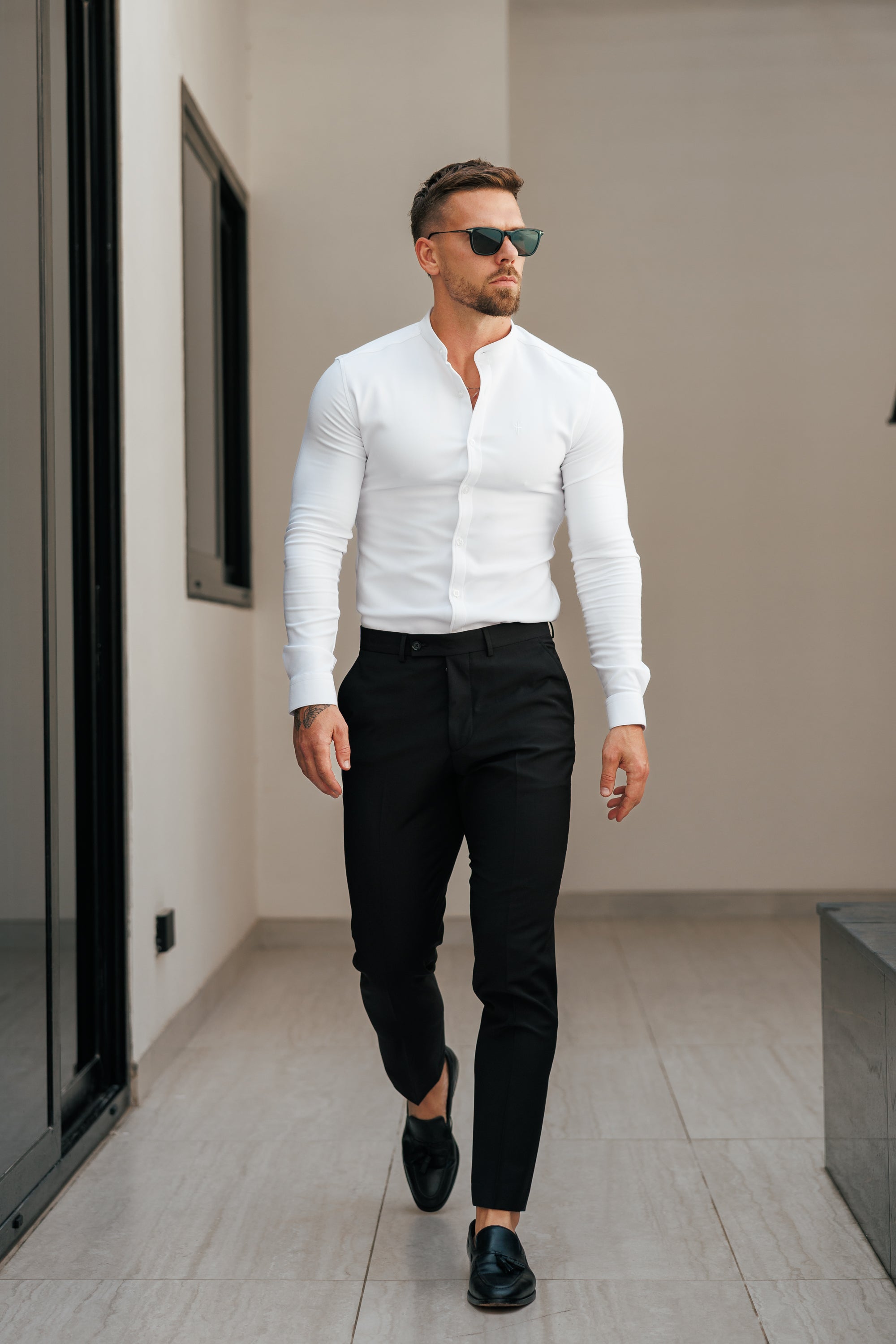 Relaxed Formal Black Stretch Trousers - FSTR020 RELAXED