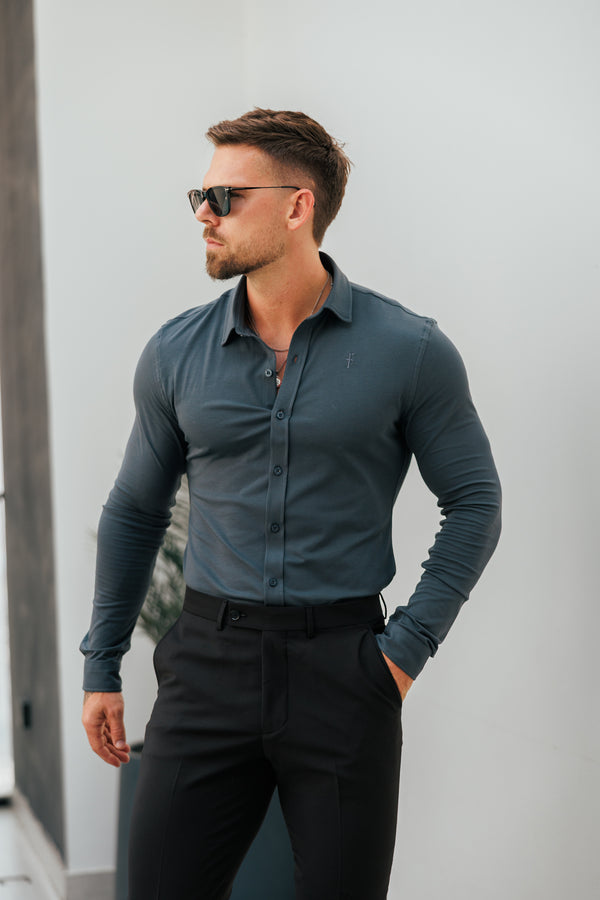 Father Sons Fitted Blue / Grey Long Sleeve Jersey - FSD005