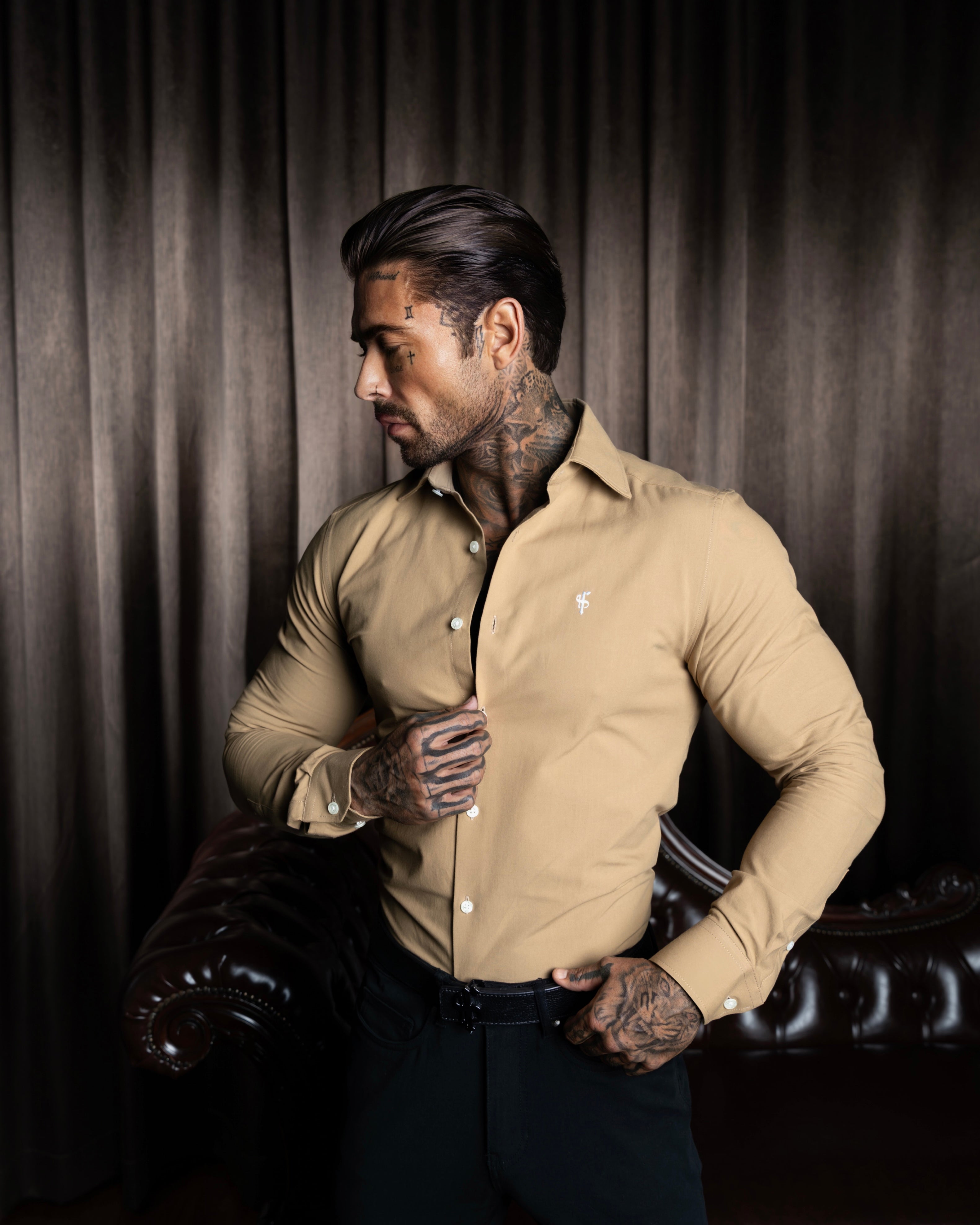 Classic Brown Mocha Long Sleeve with Cutaway Collar - FS1177