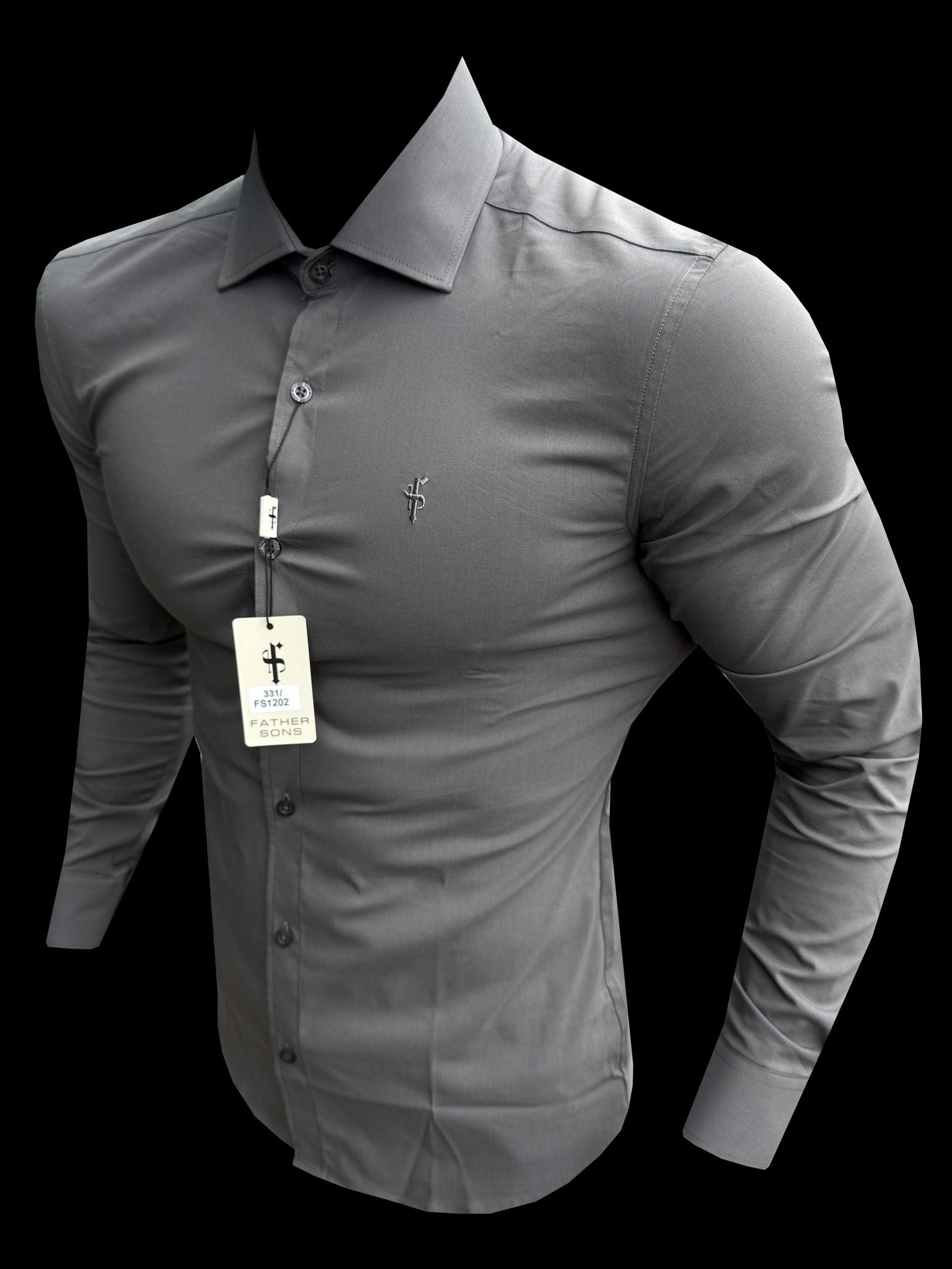 Muscle Fit Advanced Stretch Charcoal with Cutaway Collar  - FS1202
