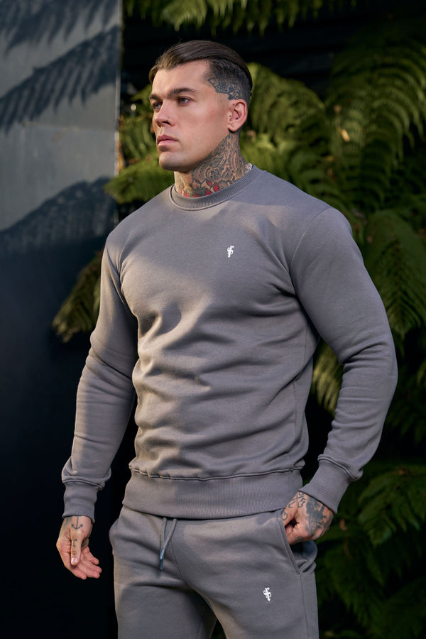 FS Plain Charcoal Crew Jumper With FS Branding - FSH1187