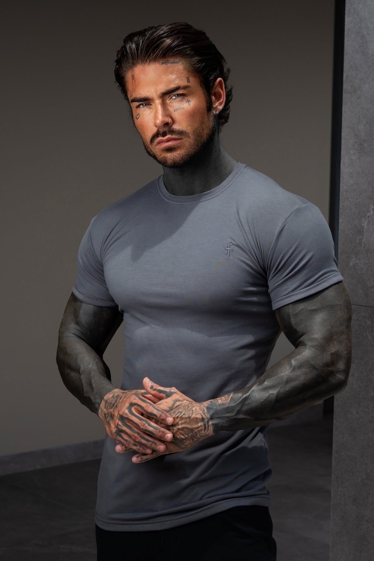 Charcoal Viscose Crew T-Shirt Short Sleeve - FSH1506