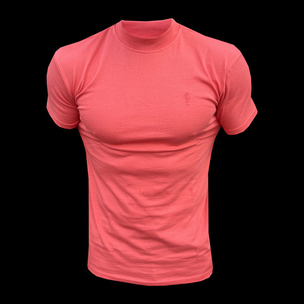 FS Ribbed High Neck Crew Short Sleeve Coral - FSH1143