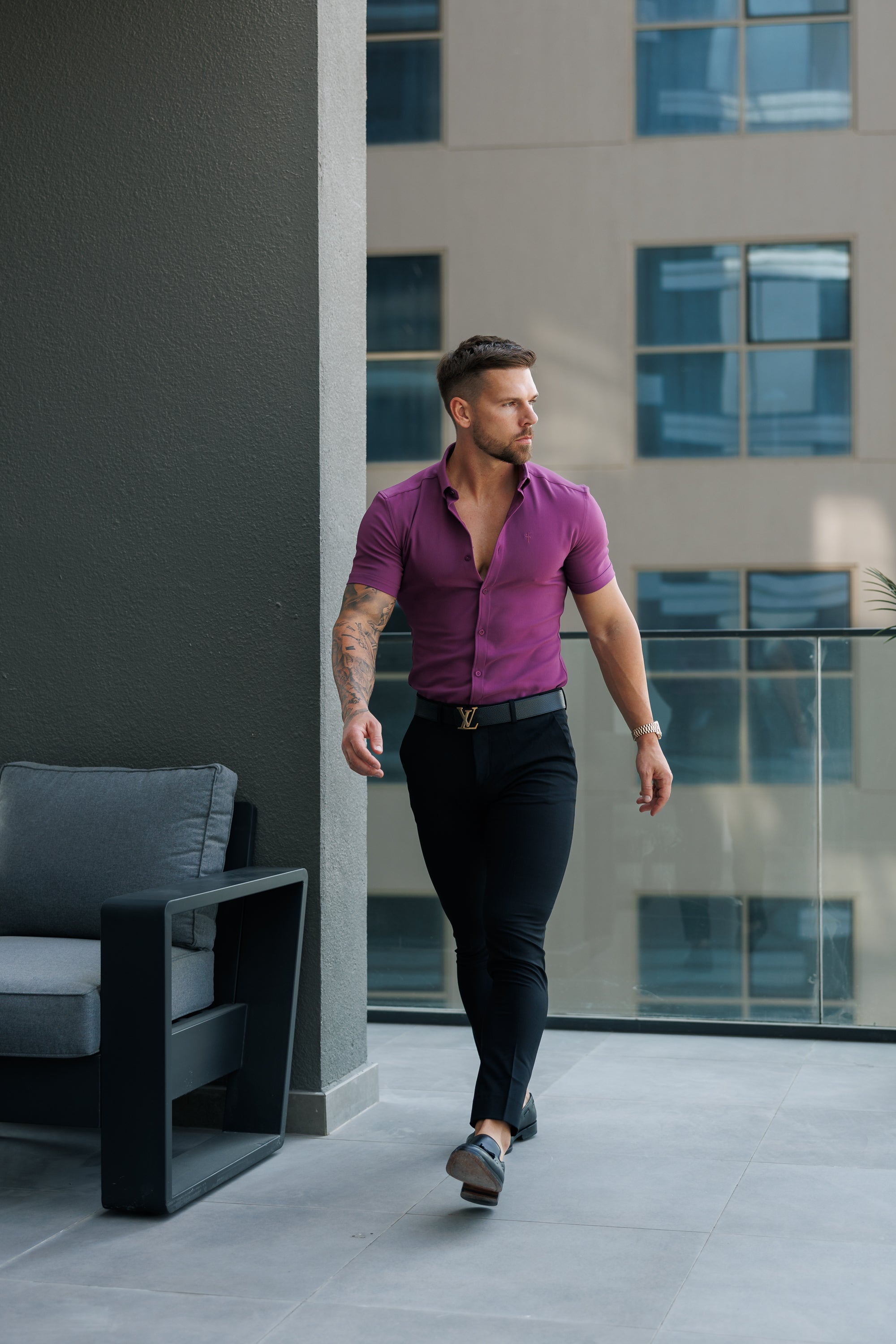 Super Slim SS Grape Juice Scuba with Button Down Collar - FS1119