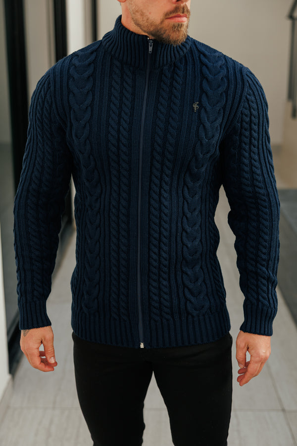 Father Sons Funnel Neck Full Zip Cardigan Dark Navy -  FSJ146 (PRE ORDER 21ST DECEMBER)