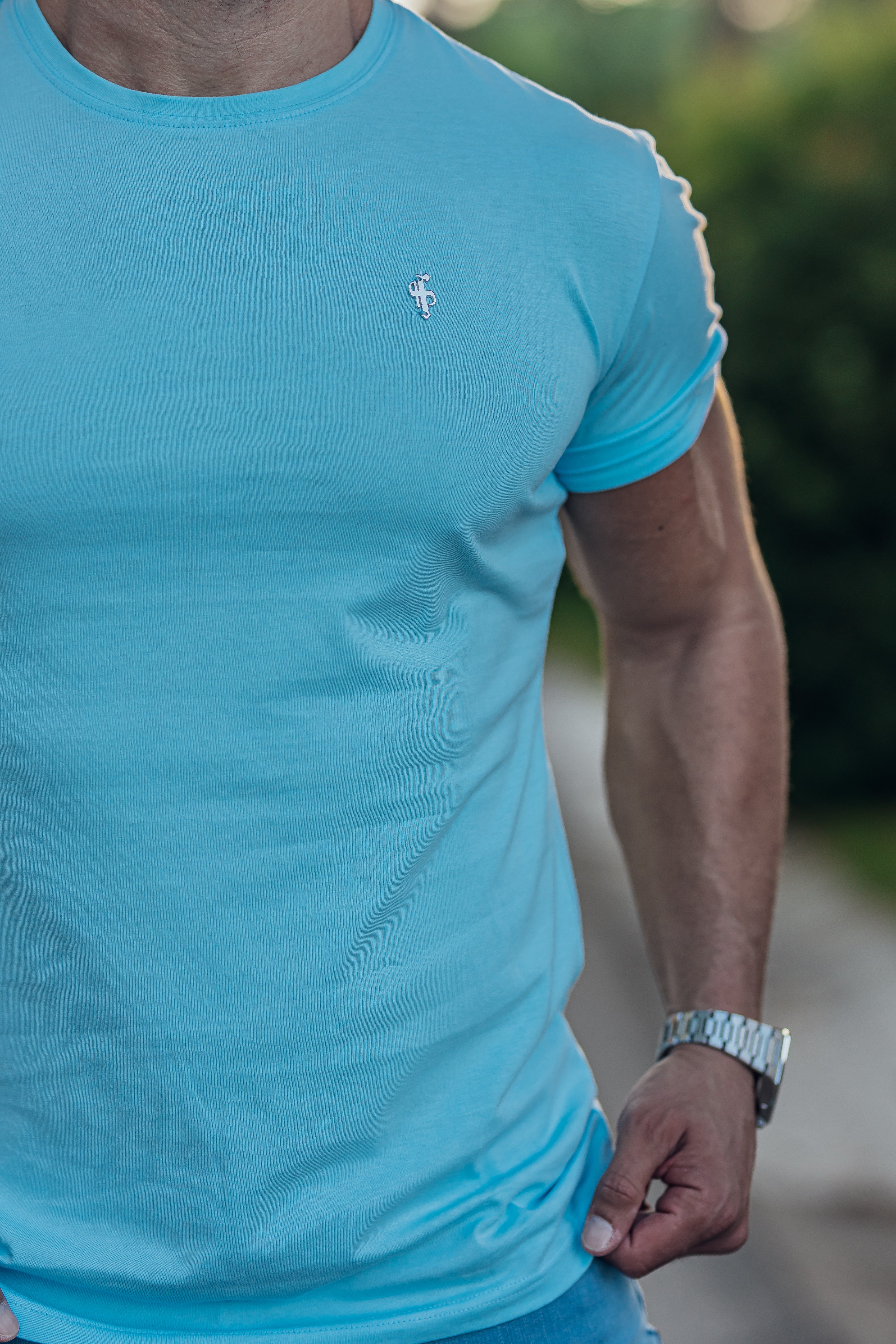 Classic Light Blue Crew with Silver Metal Emblem Decal - FSH847
