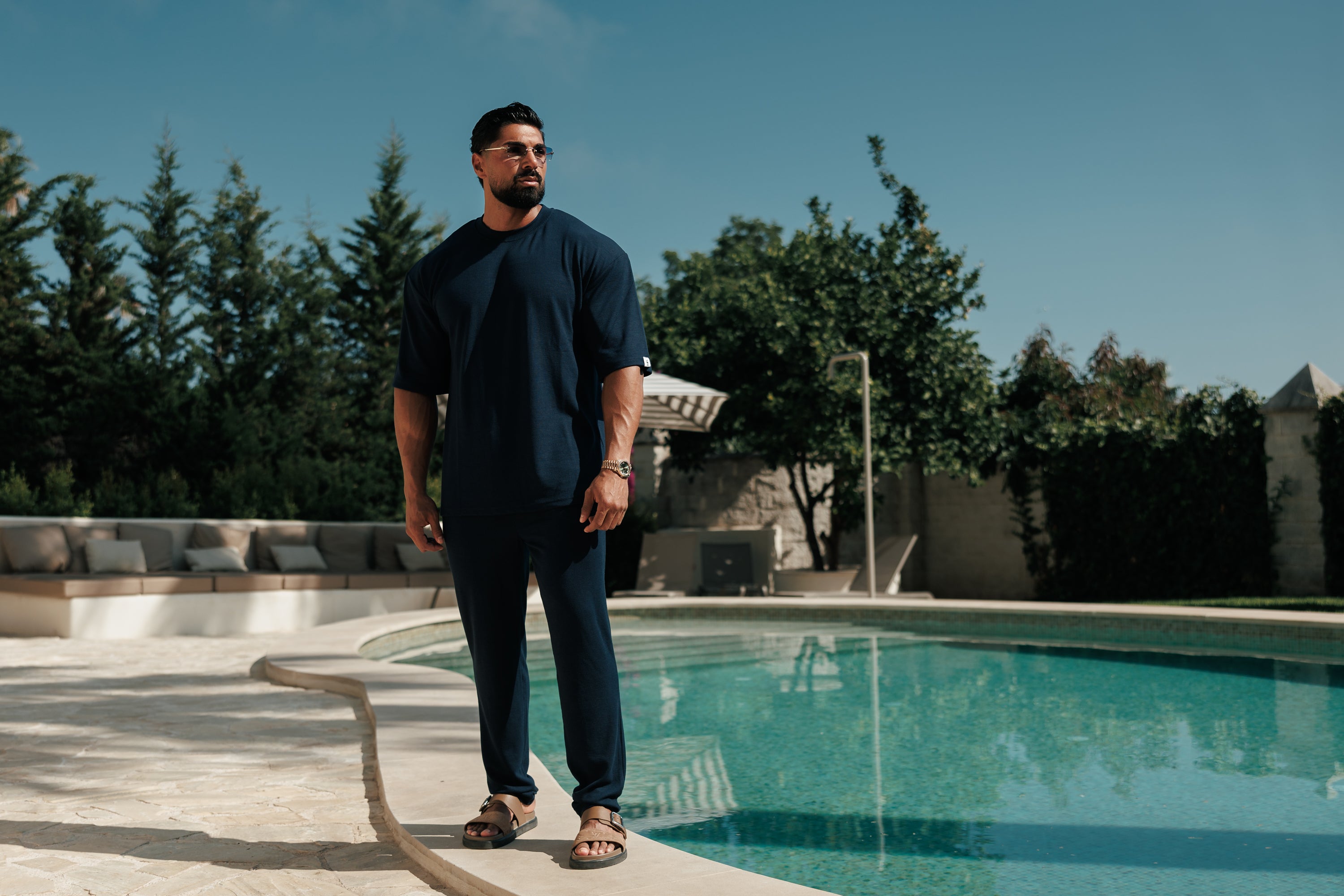 Jersey Cord Slim Navy Trousers - FSR087
