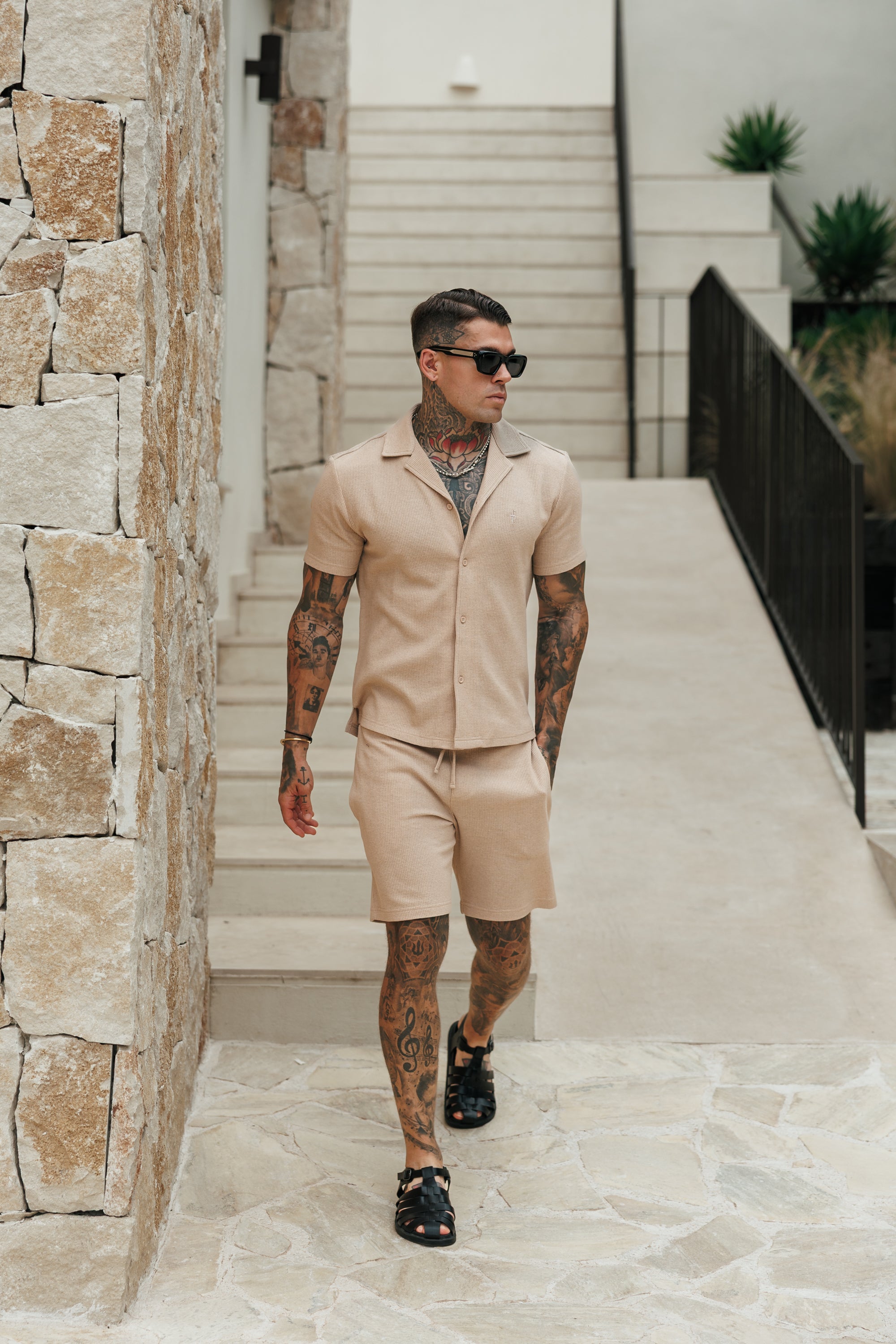 Waffle Revere Short Sleeve Shirt Beige - FSR110 (PRE ORDER 10TH AUGUST)