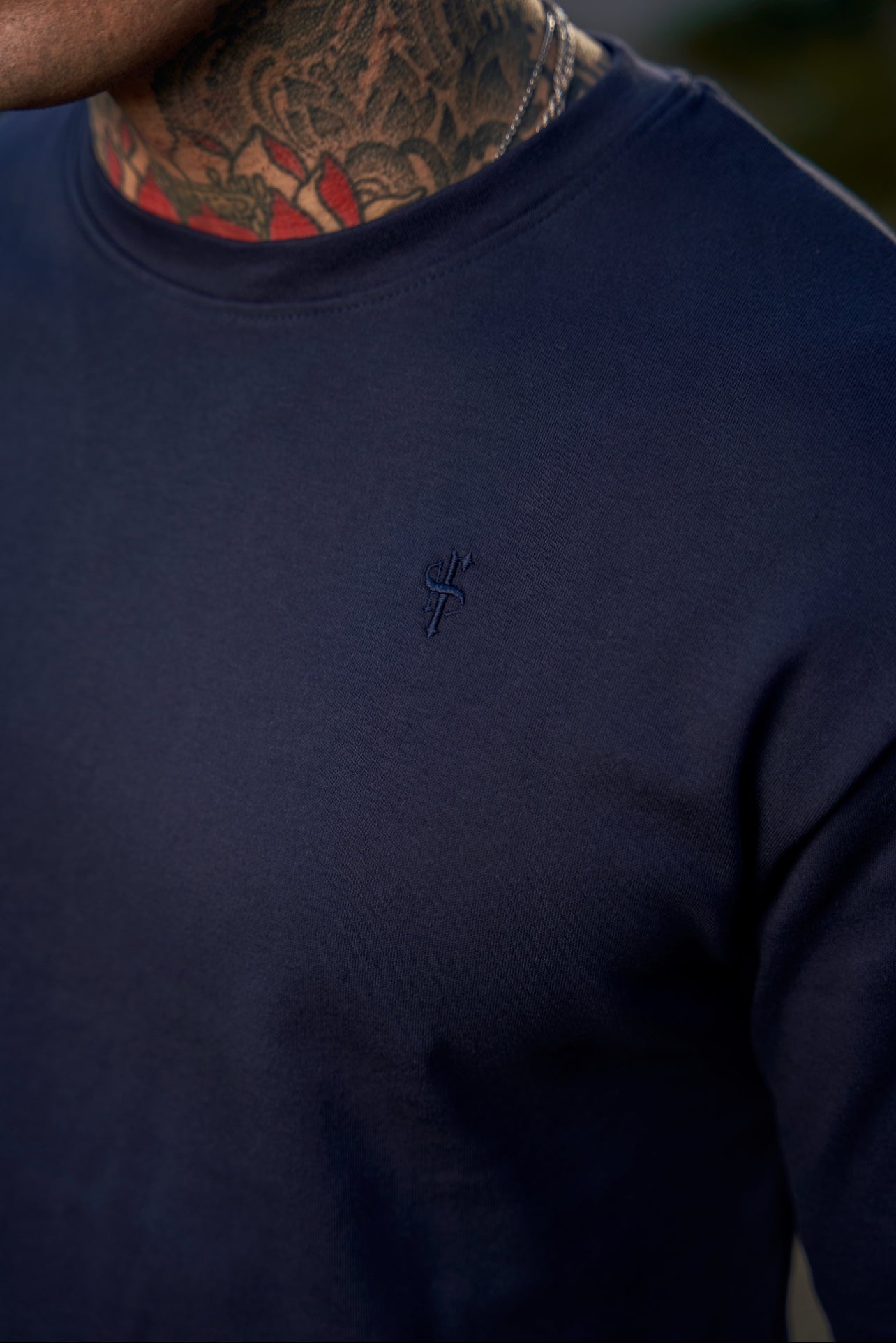 Classic Navy Oversized Crew T Shirt - FSH866