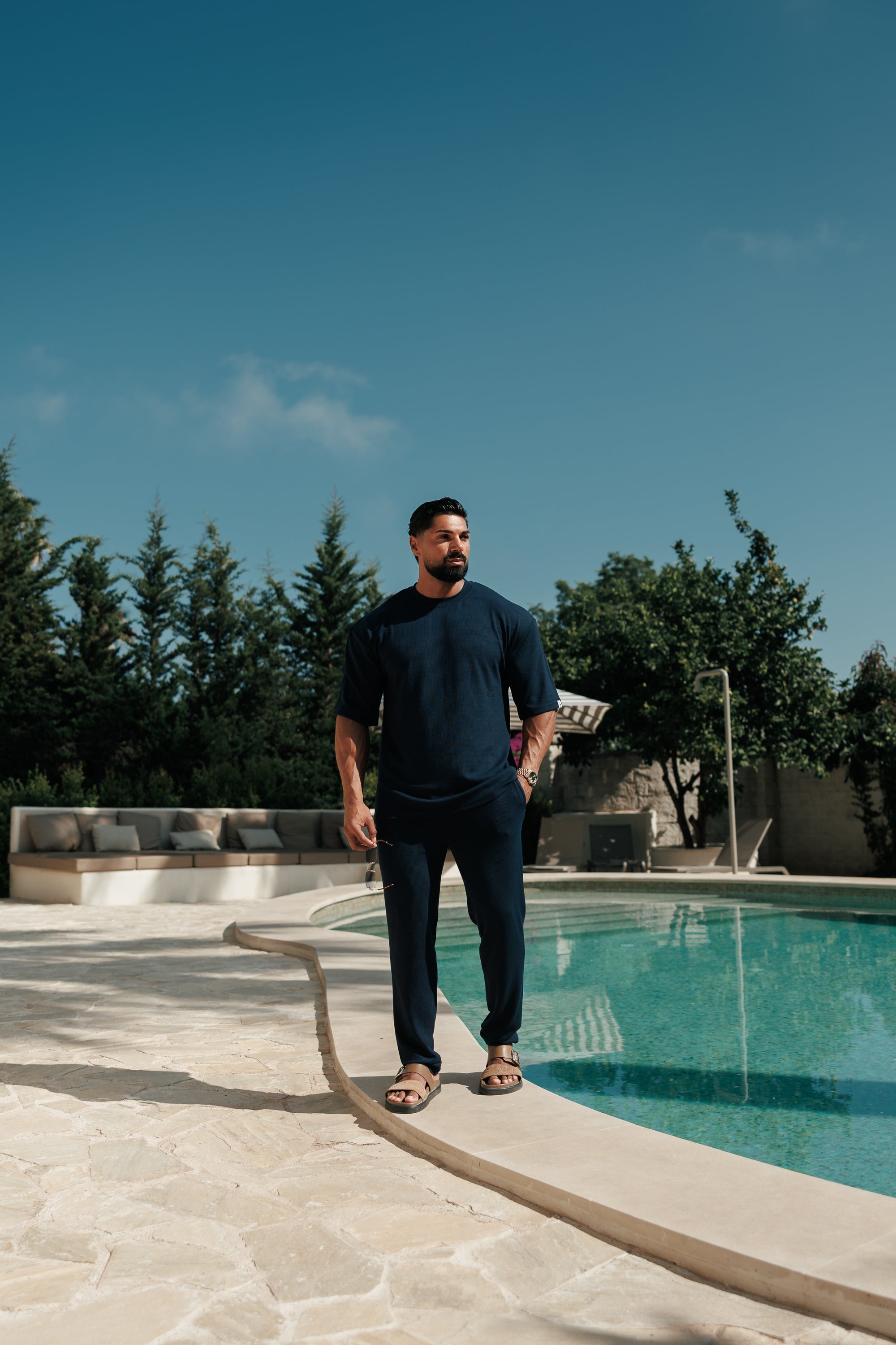 Jersey Cord Navy Oversized T-Shirt - FSR103