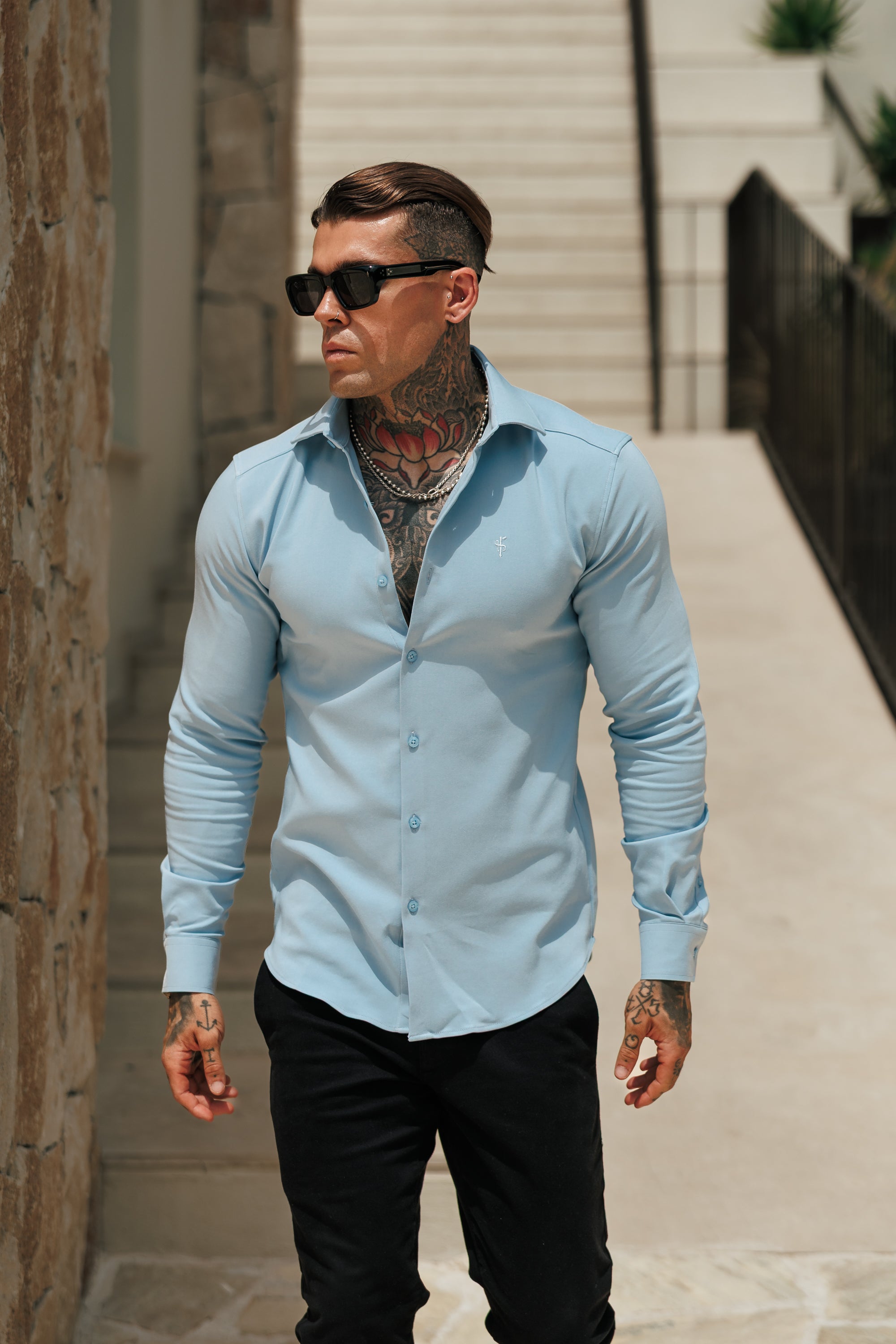 Classic Scuba Light Blue Long Sleeve Stretch with Cutaway Collar - FS1239