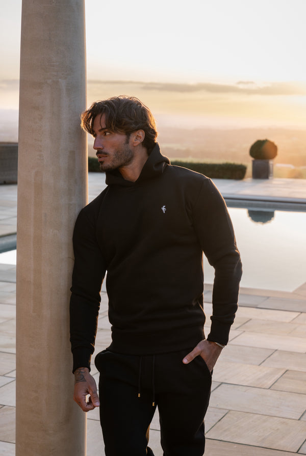 FS Plain Black Hoodie With FS Branding - FSH1189