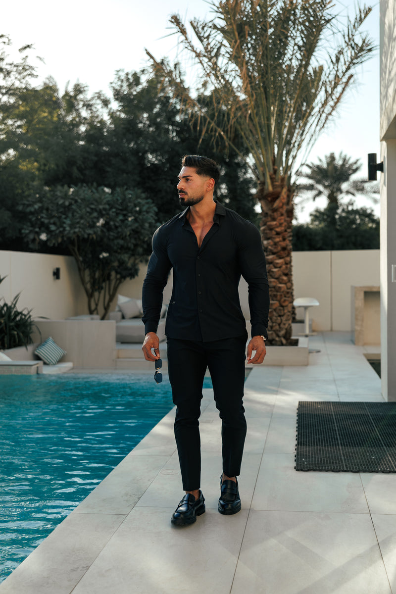 Father Sons Ultra Stretch Compression Shirt Long Sleeve Black - FS1234