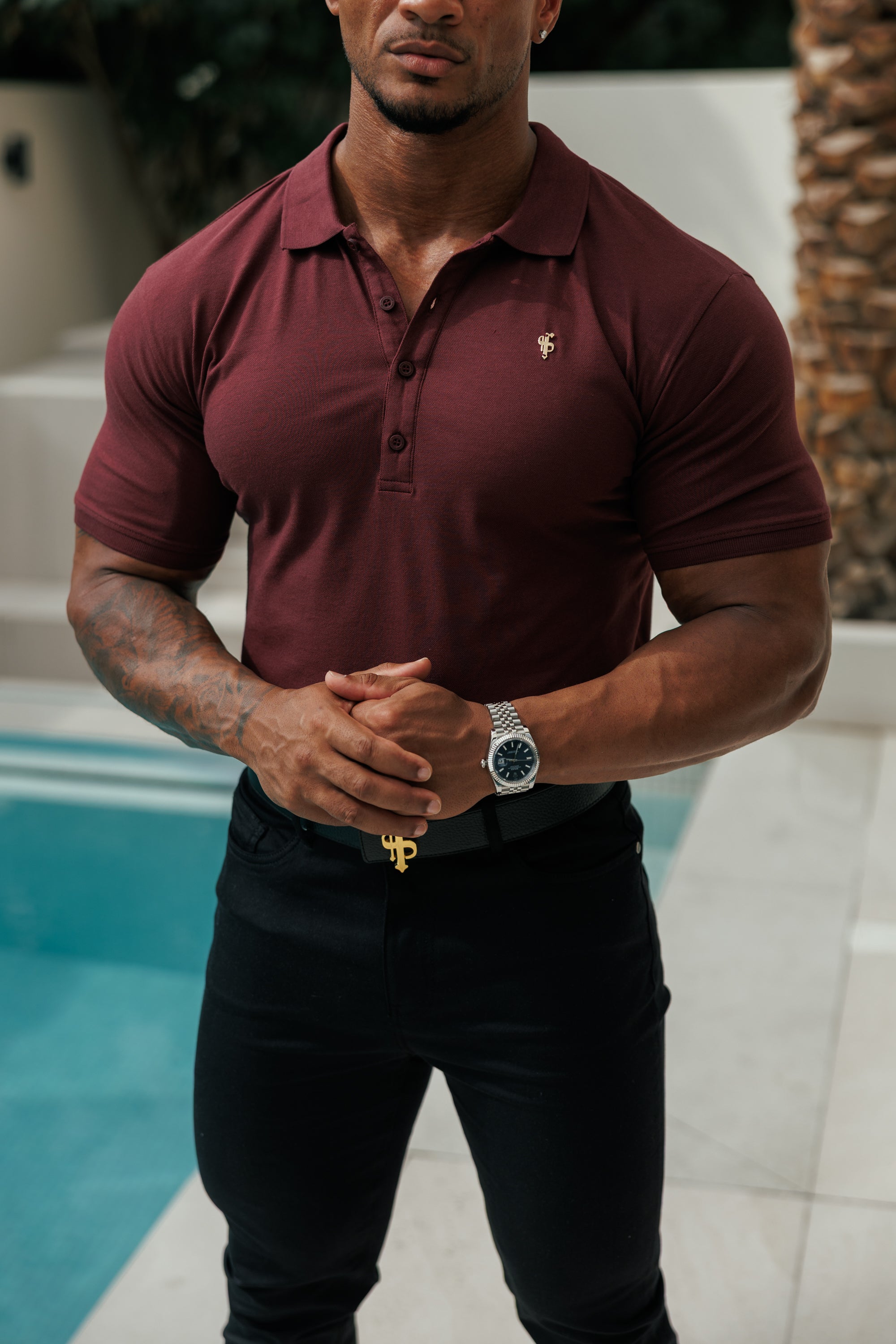 Burgundy / Gold Polo Shirt - FSH1407