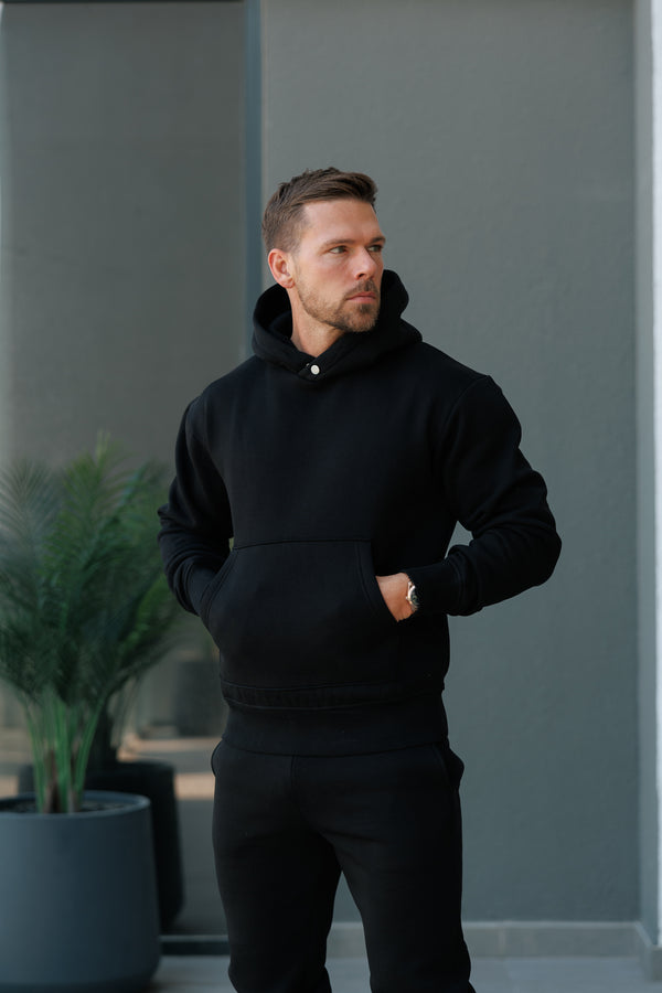 FS Black Oversized Hoodie With Functional FS Stud - FSR001