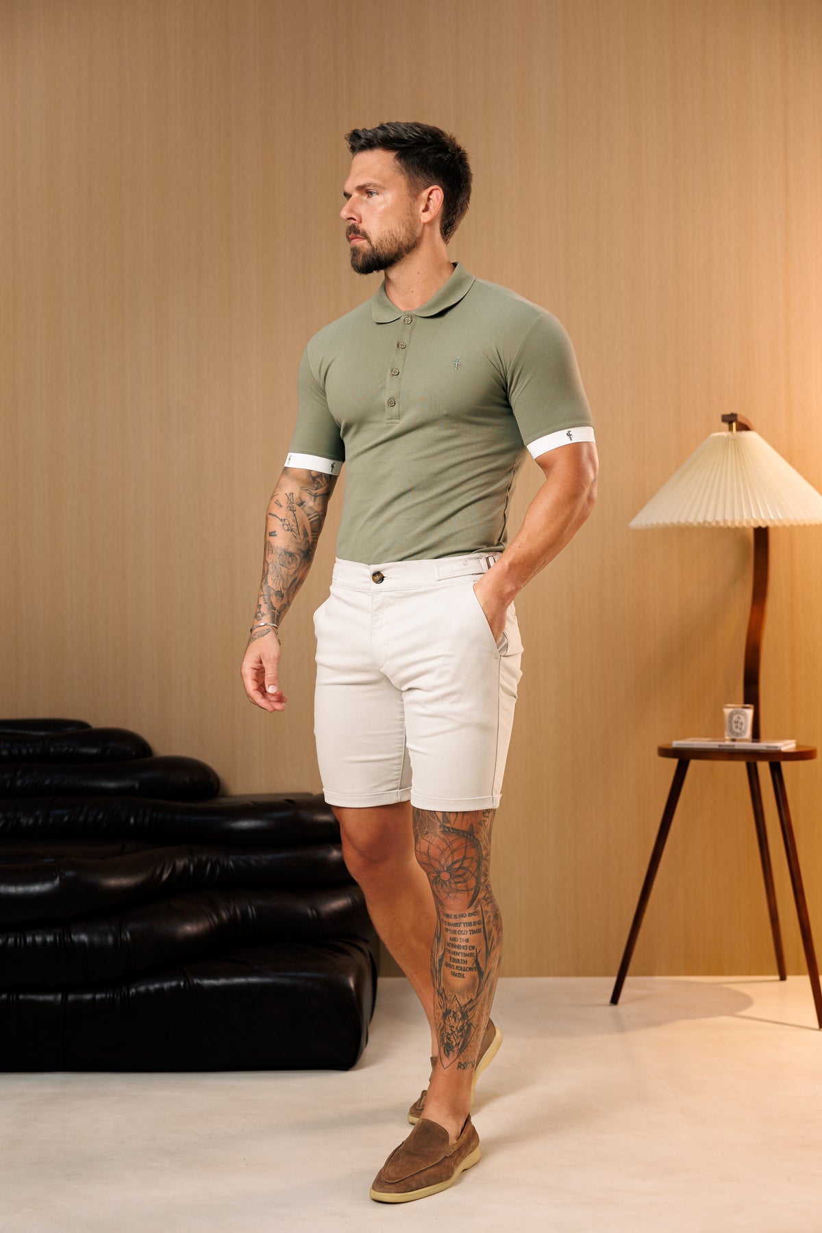 Light Grey Chino Shorts With Side Adjusters - FSH1661 (PRE ORDER 10TH SEPTEMBER)