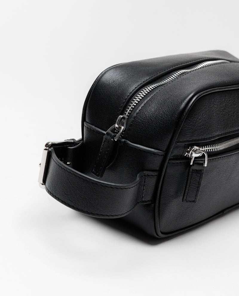 Father Sons Black Leather Wash Bag - FSH1392