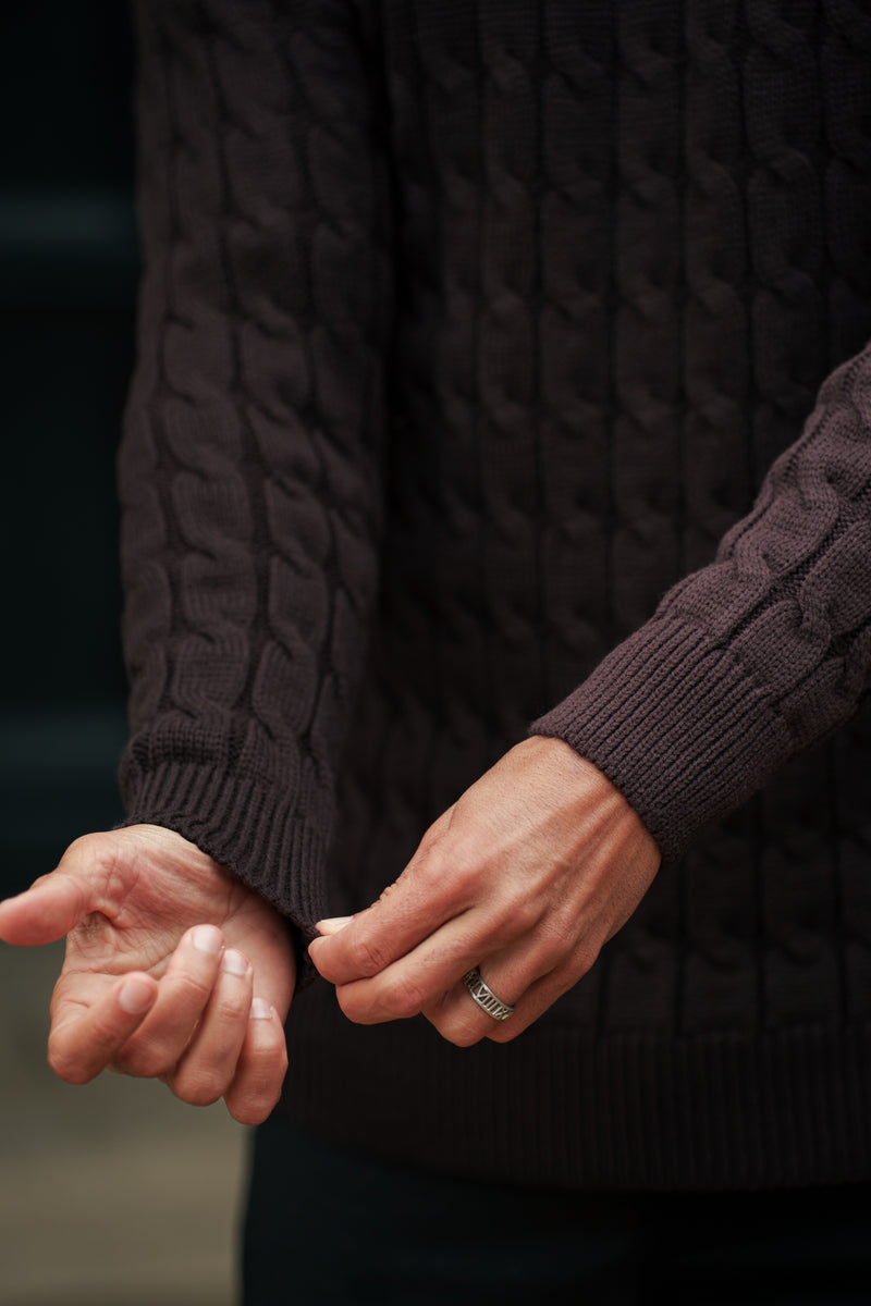 Father Sons Link Weave Knit Brown Crew Neck Jumper - FSJ141