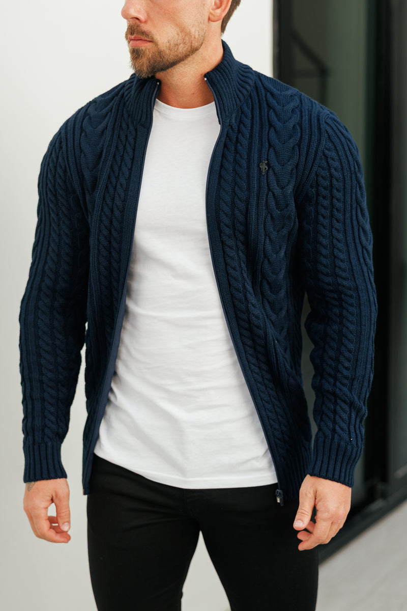 Father Sons Funnel Neck Full Zip Cardigan Dark Navy -  FSJ146 (PRE ORDER 21ST DECEMBER)