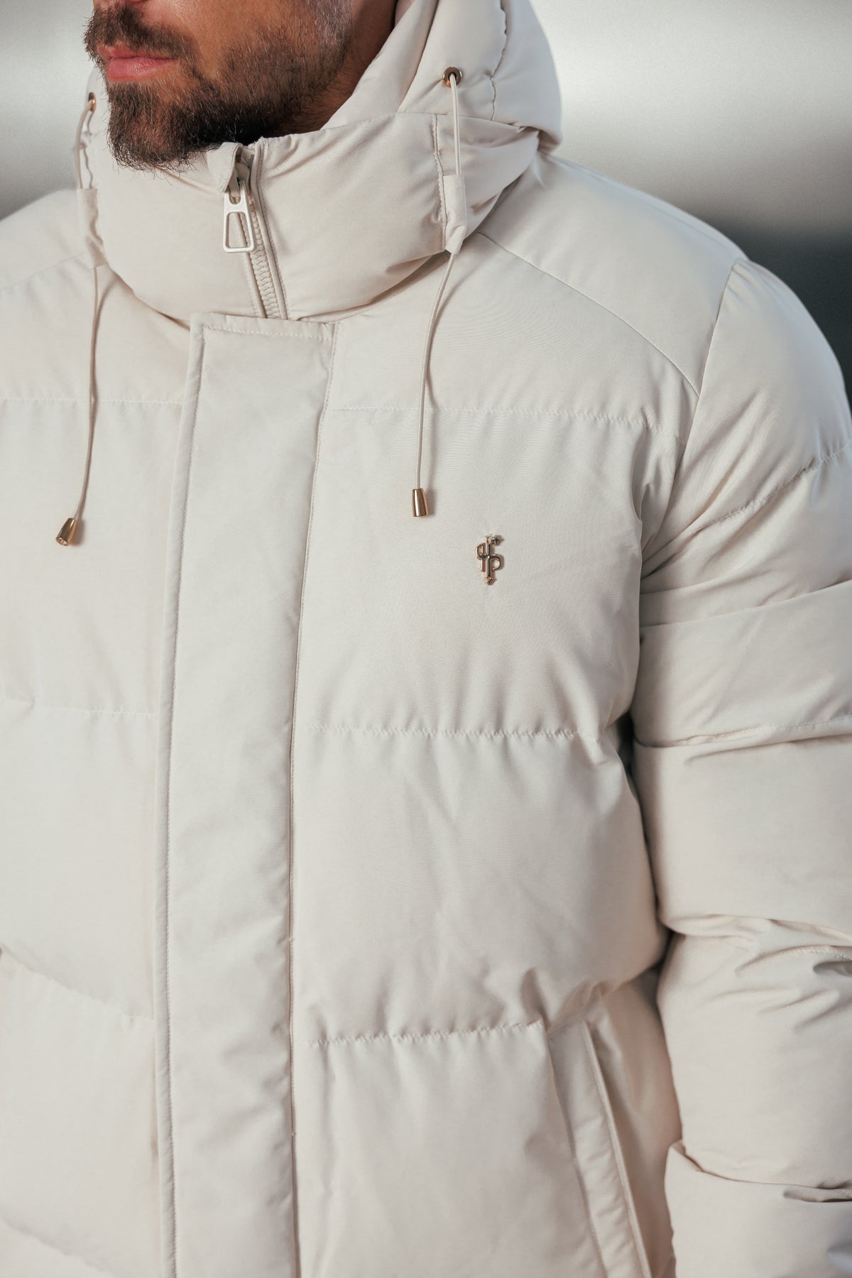 Light Beige Padded Coat with Hood - FSN239 (PRE ORDER 24TH OCTOBER)