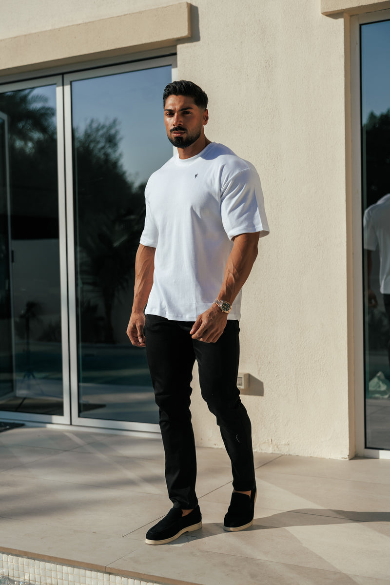 Father Sons Classic White / Silver Oversized Crew T Shirt - FSH1423