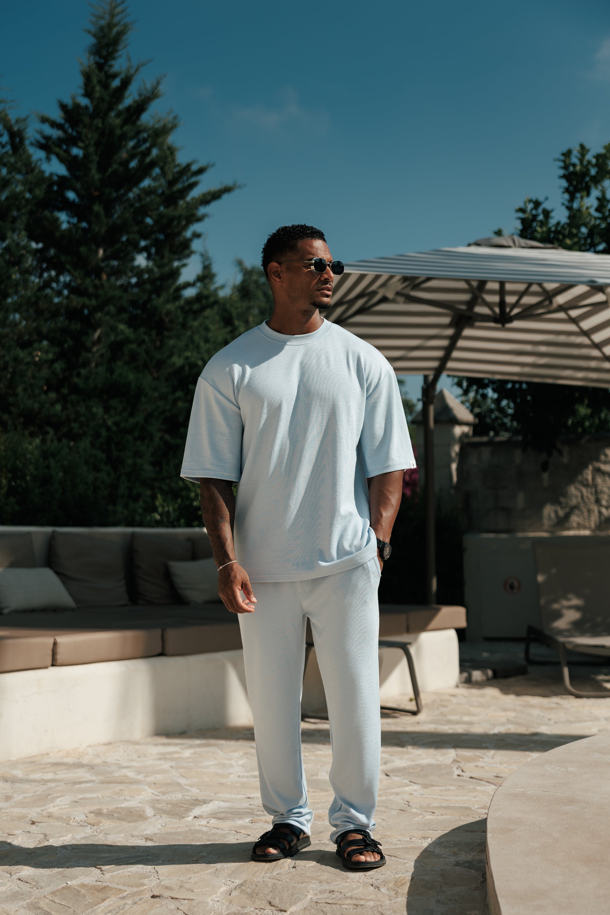 Jersey Cord Light Blue Oversized T-Shirt - FSR106