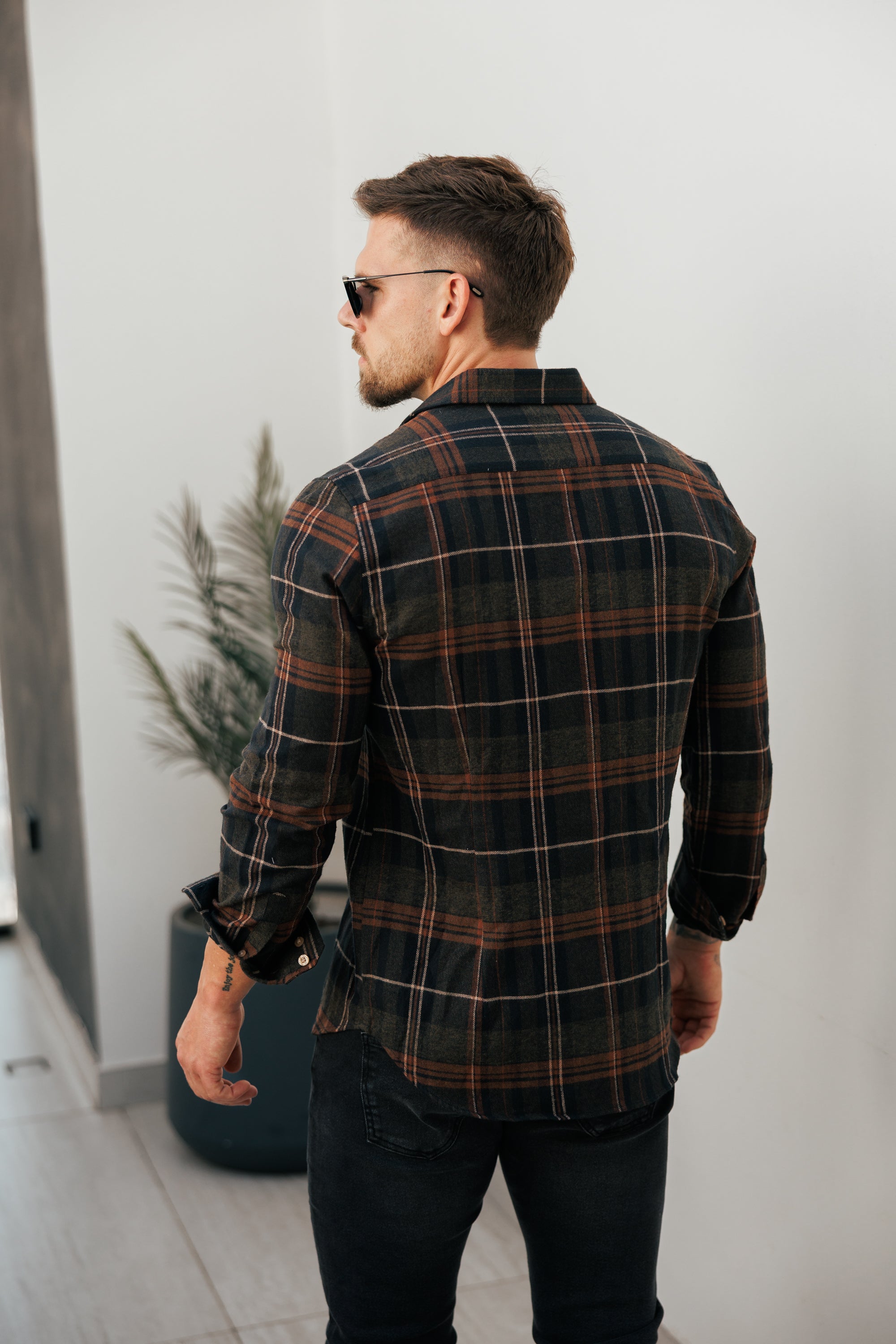Brown Check Shacket With Double Pockets - FS1196