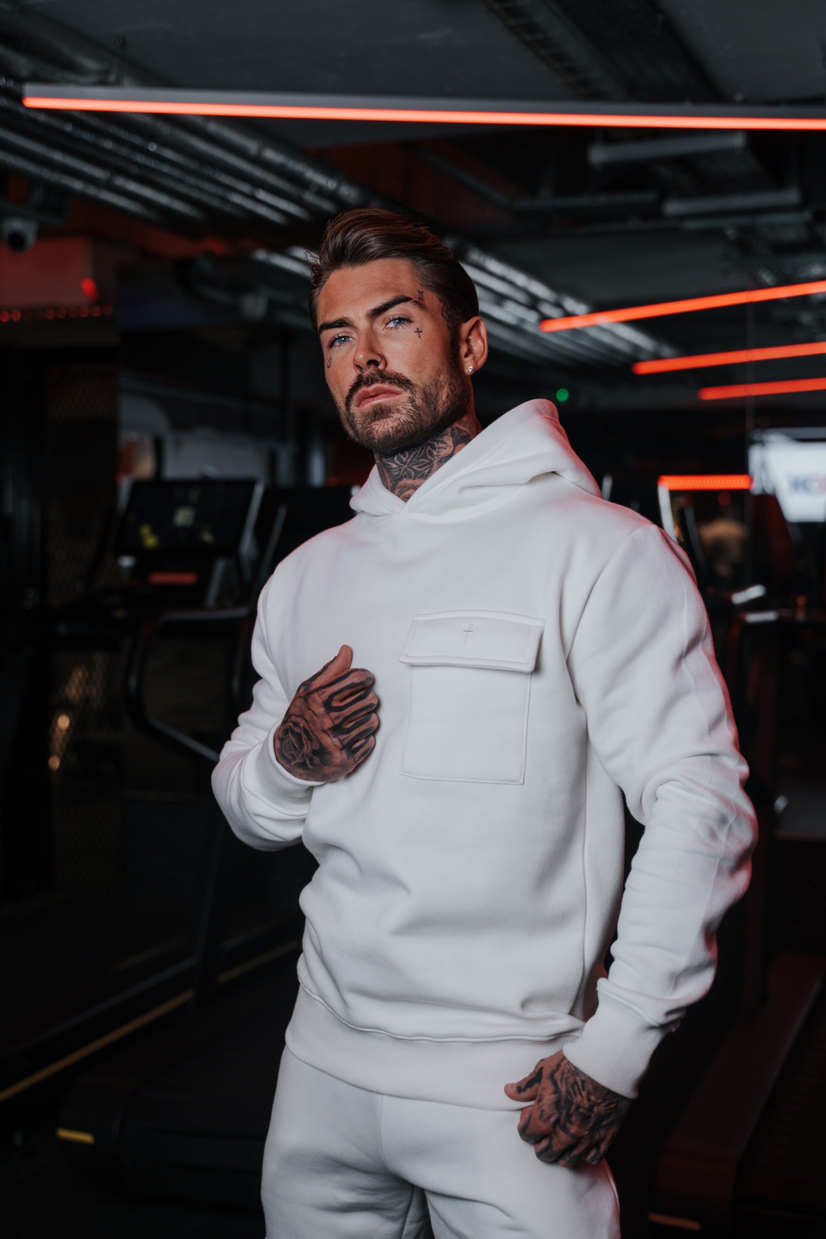 Cream Cargo Hoodie With FS Embroidery - FSH932