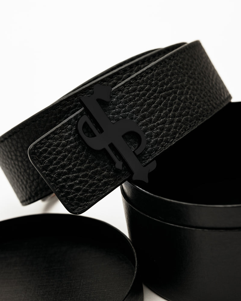 Father Sons Black / Tan Leather Reversible Belt with Matt Black FS Buc