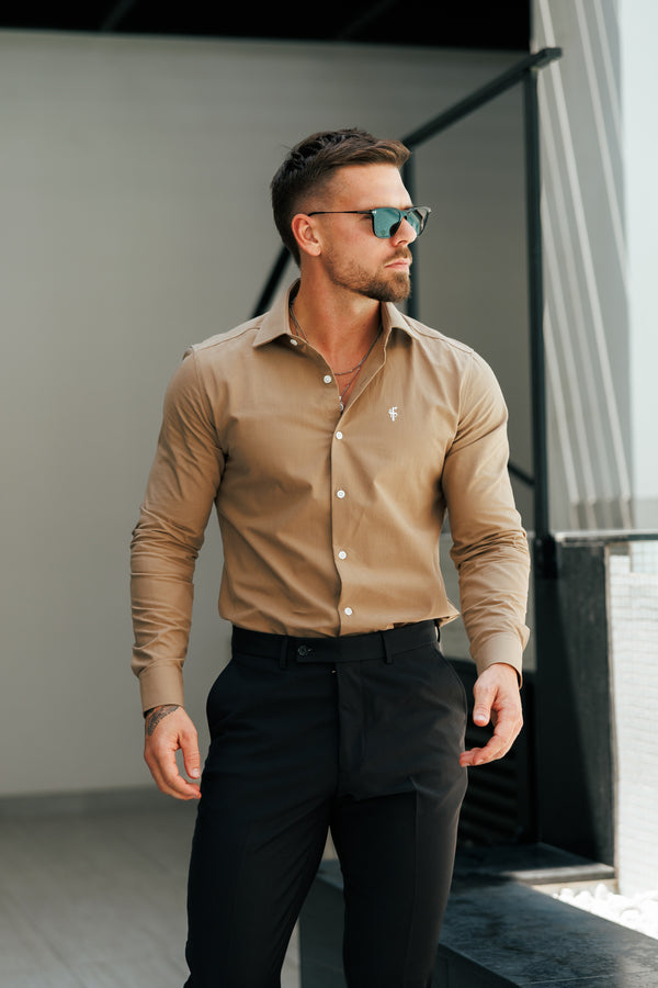 Father Sons Classic Brown Mocha Long Sleeve with Cutaway Collar - FS1177