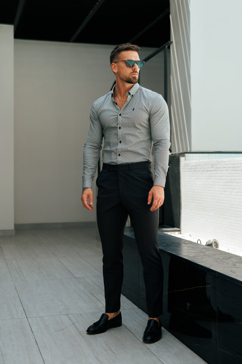 Father Sons Relaxed Formal Black Stretch Trousers - FSTR020 RELAXED