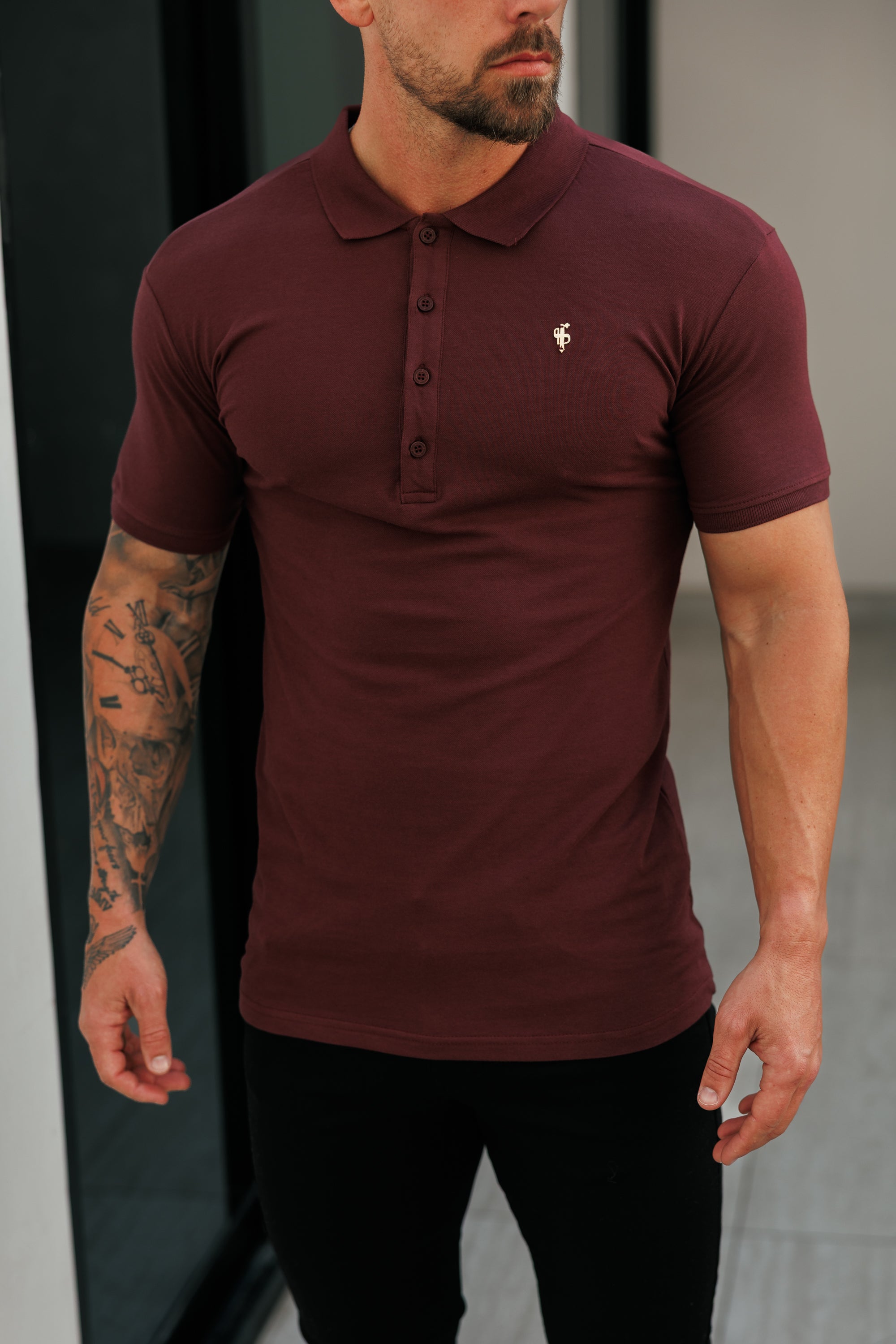 Burgundy / Gold Polo Shirt - FSH1407