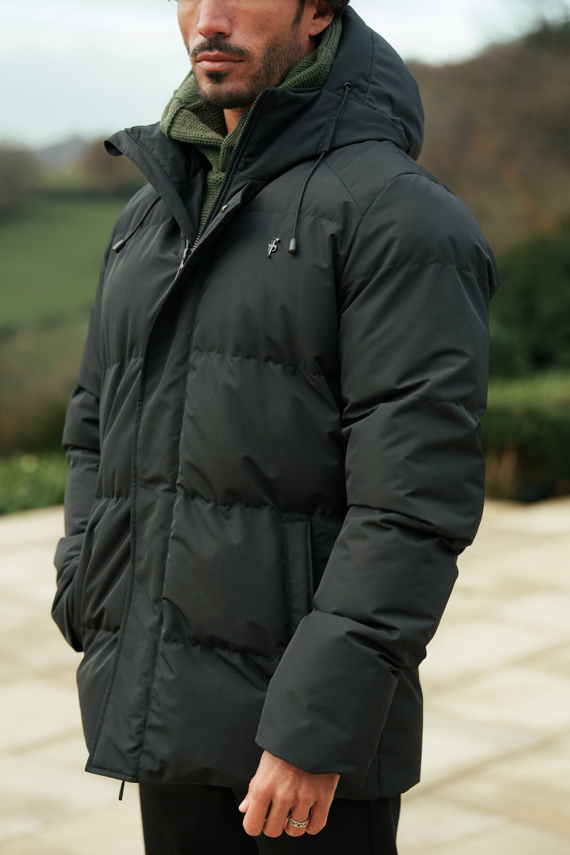 Father Sons Black Padded Coat with Hood - FSN234 (PRE ORDER 15TH DECEMBER)